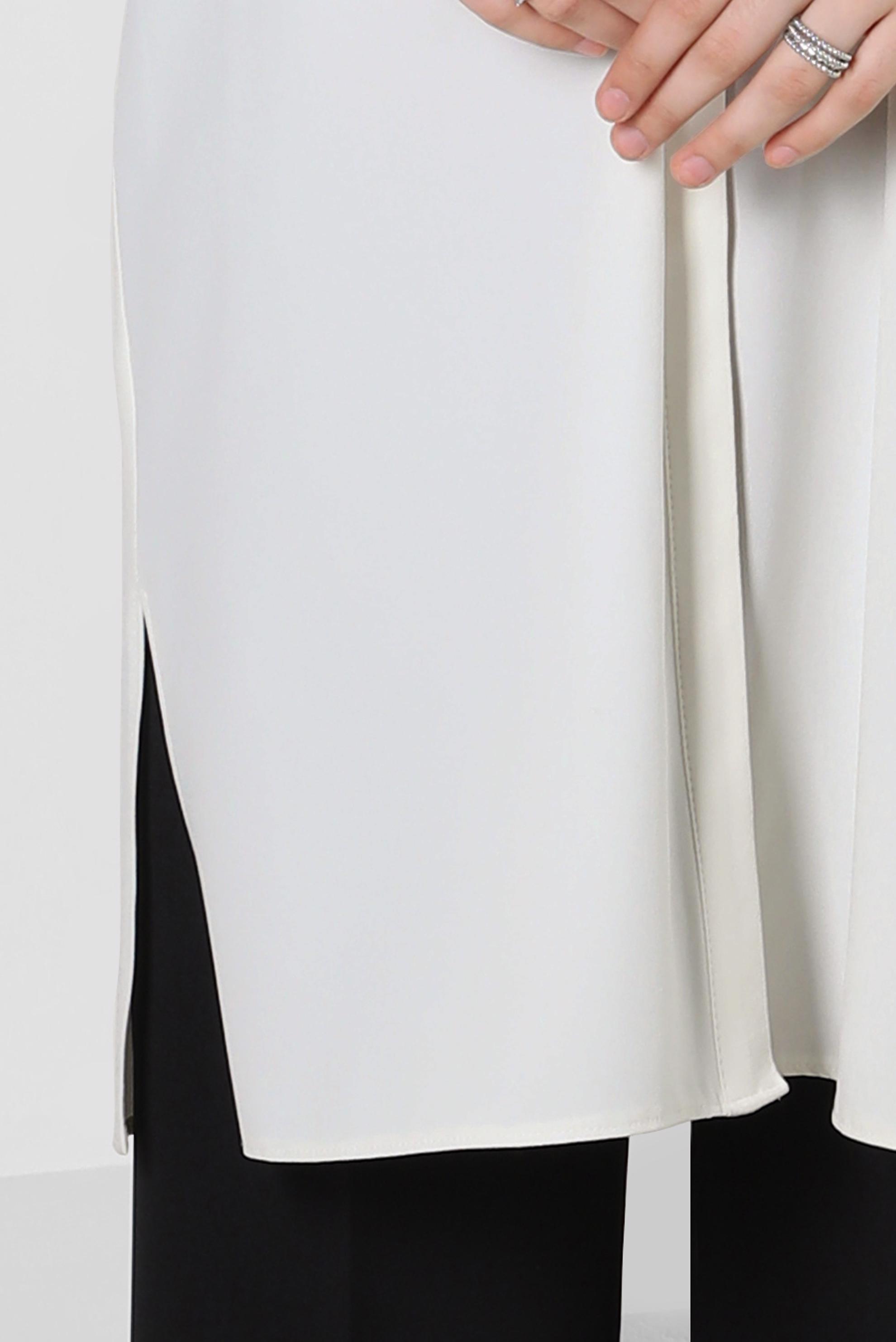 Tesettür giyim BEYAZ BAĞCIK DETAYLI GÖMLEK TUNİK 44149