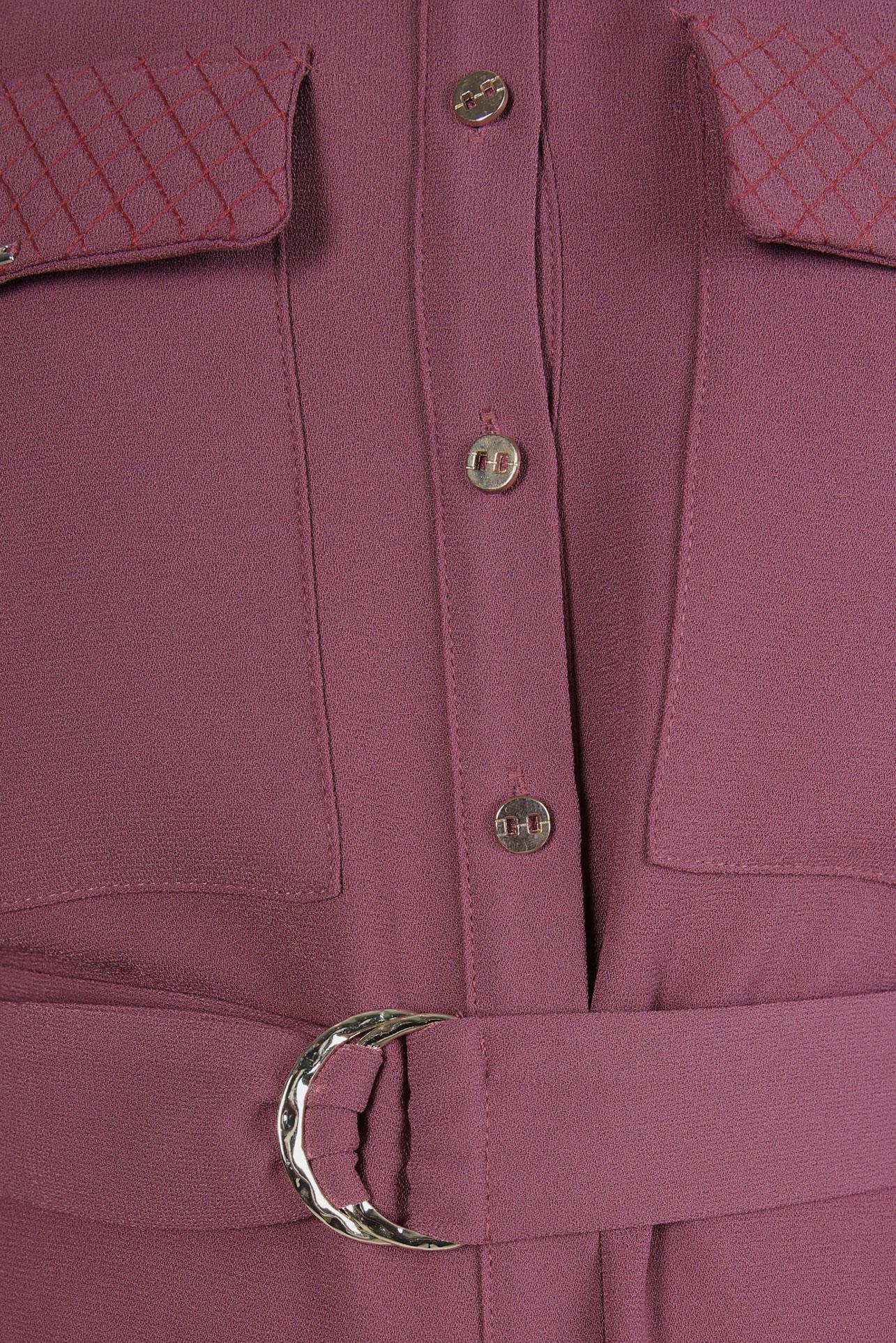 Tesettür giyim PEMBE KEMERLİ KREP TUNİK 44150