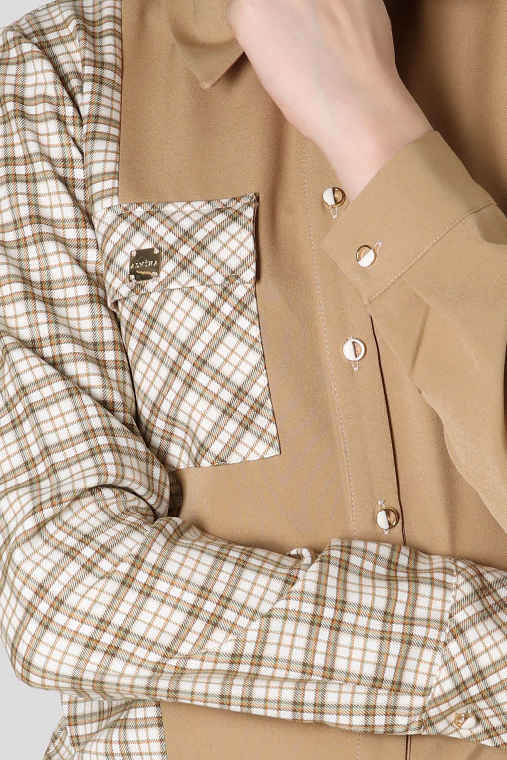 Tesettür giyim KUM EKOSE DETAYLI GÖMLEK TUNİK 44152