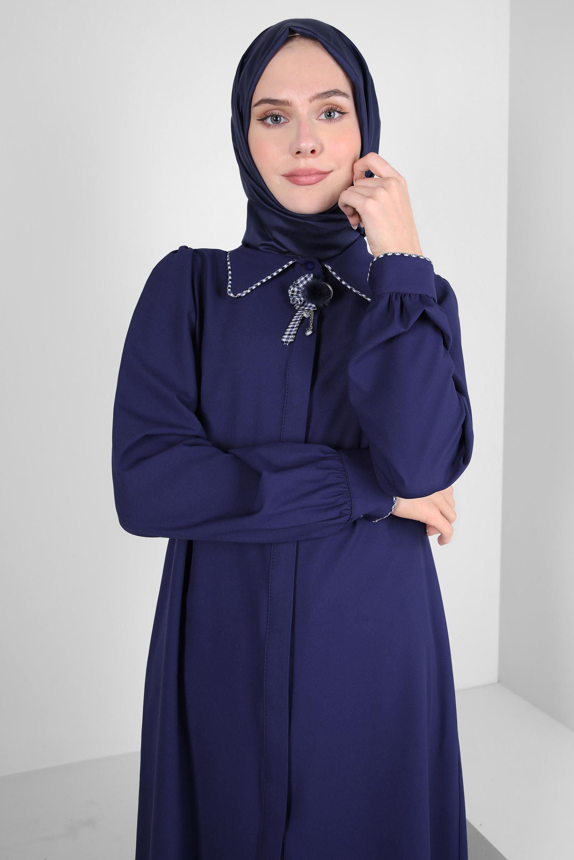 Tesettür giyim LACİVERT AKSESUAR DETAYLI TUNİK 44161