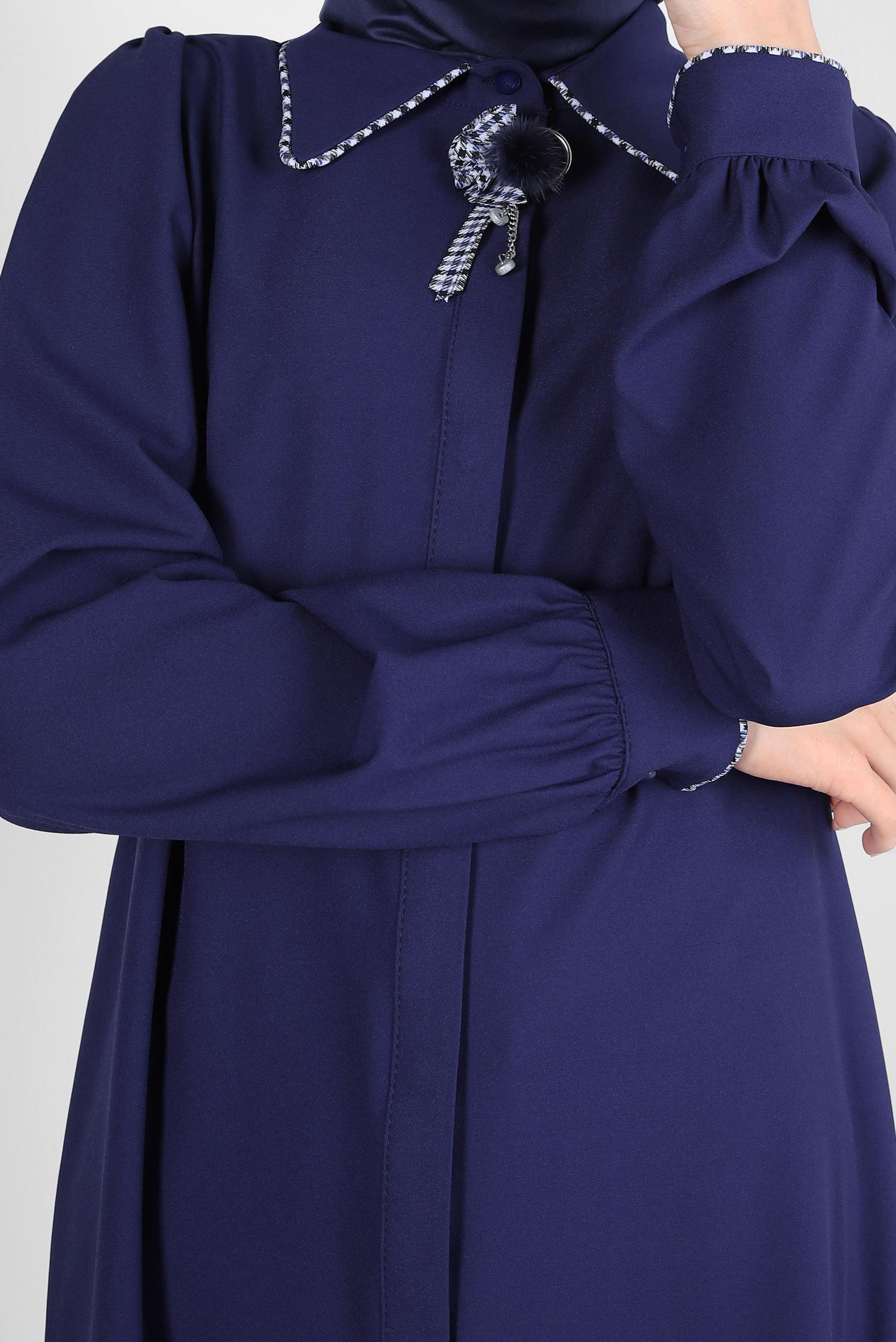 Tesettür giyim LACİVERT AKSESUAR DETAYLI TUNİK 44161