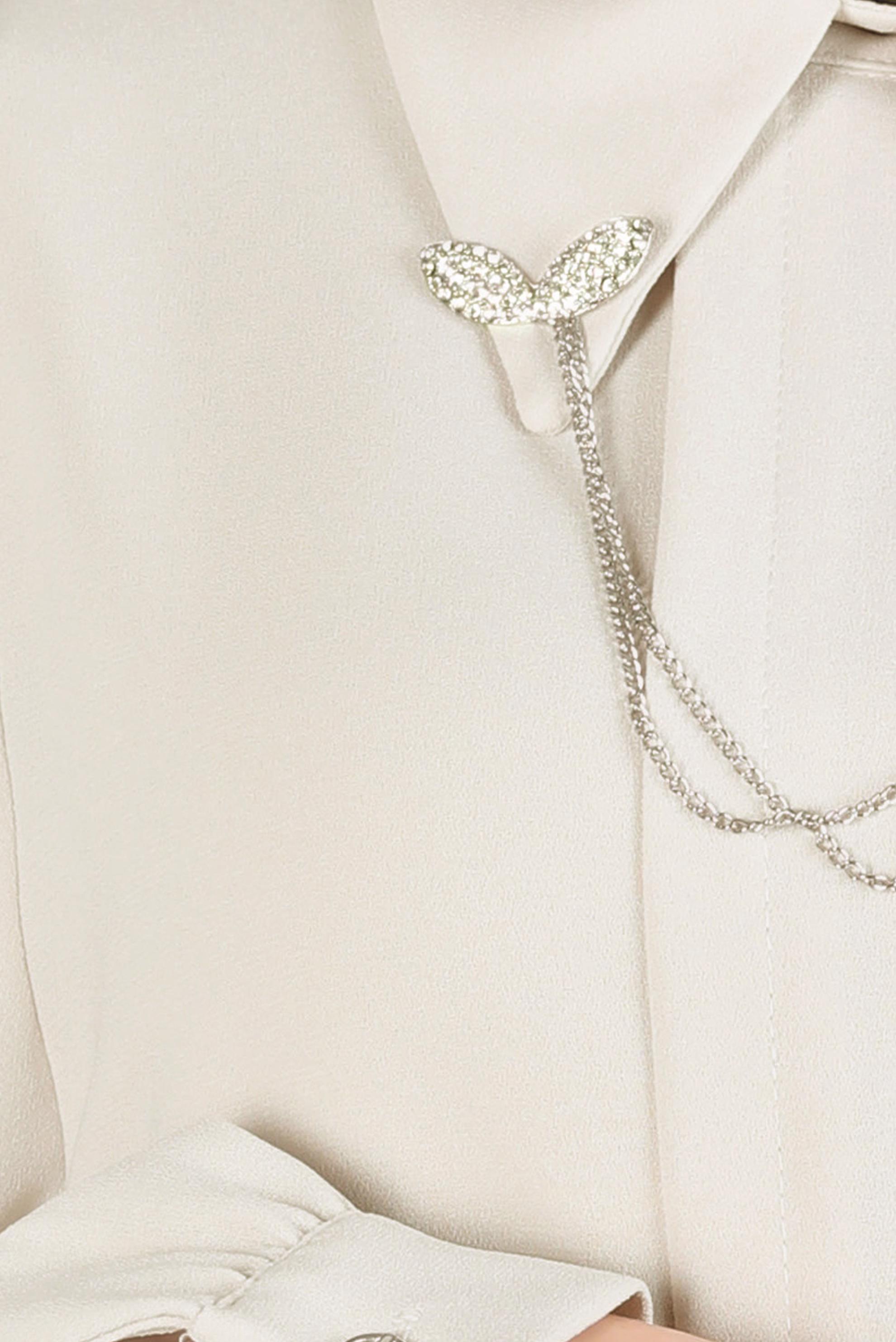 Tesettür giyim EKRU ZİNCİR DETAYLI KREP TUNİK 44162