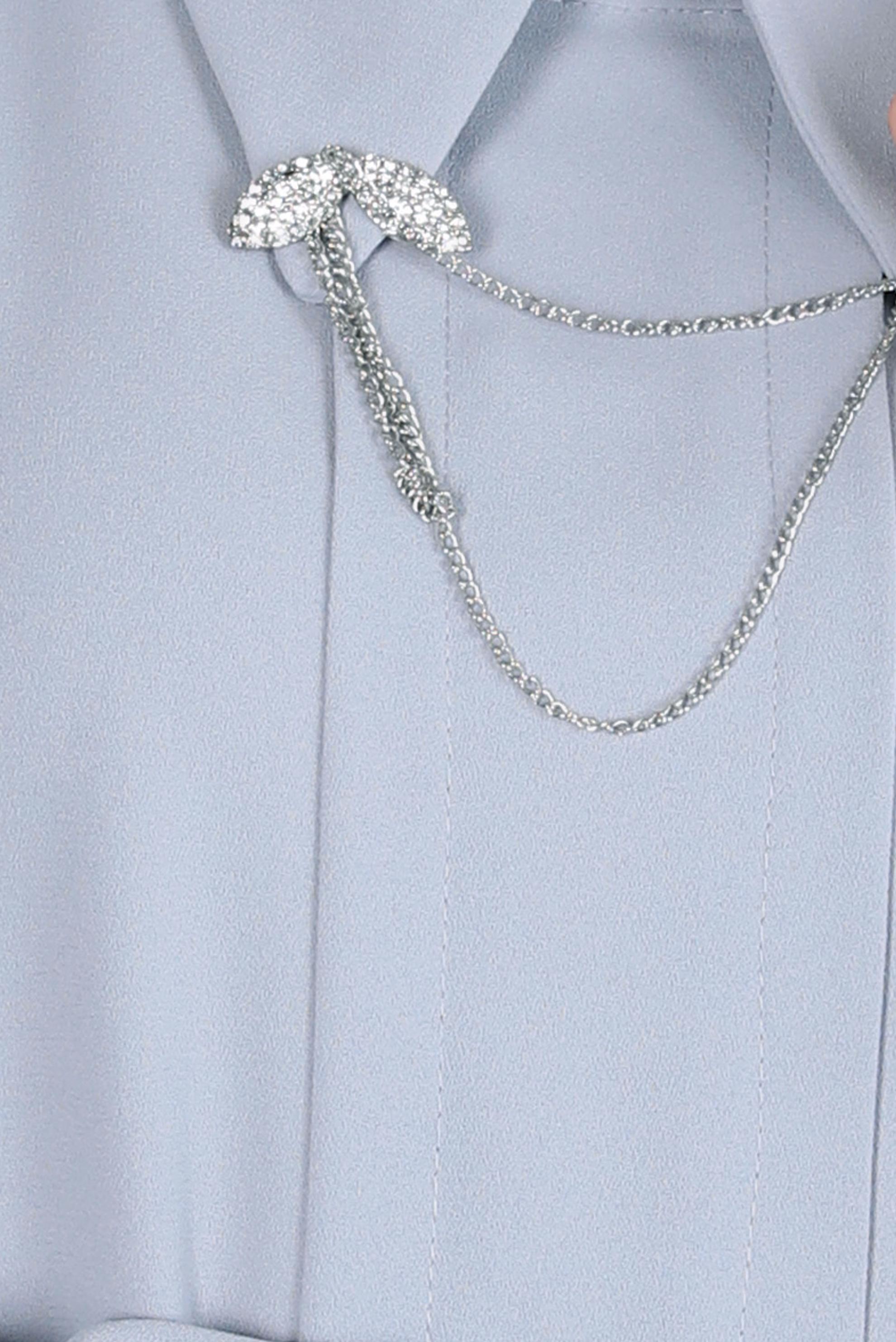 Tesettür giyim GÜMÜŞ ZİNCİR DETAYLI KREP TUNİK 44162