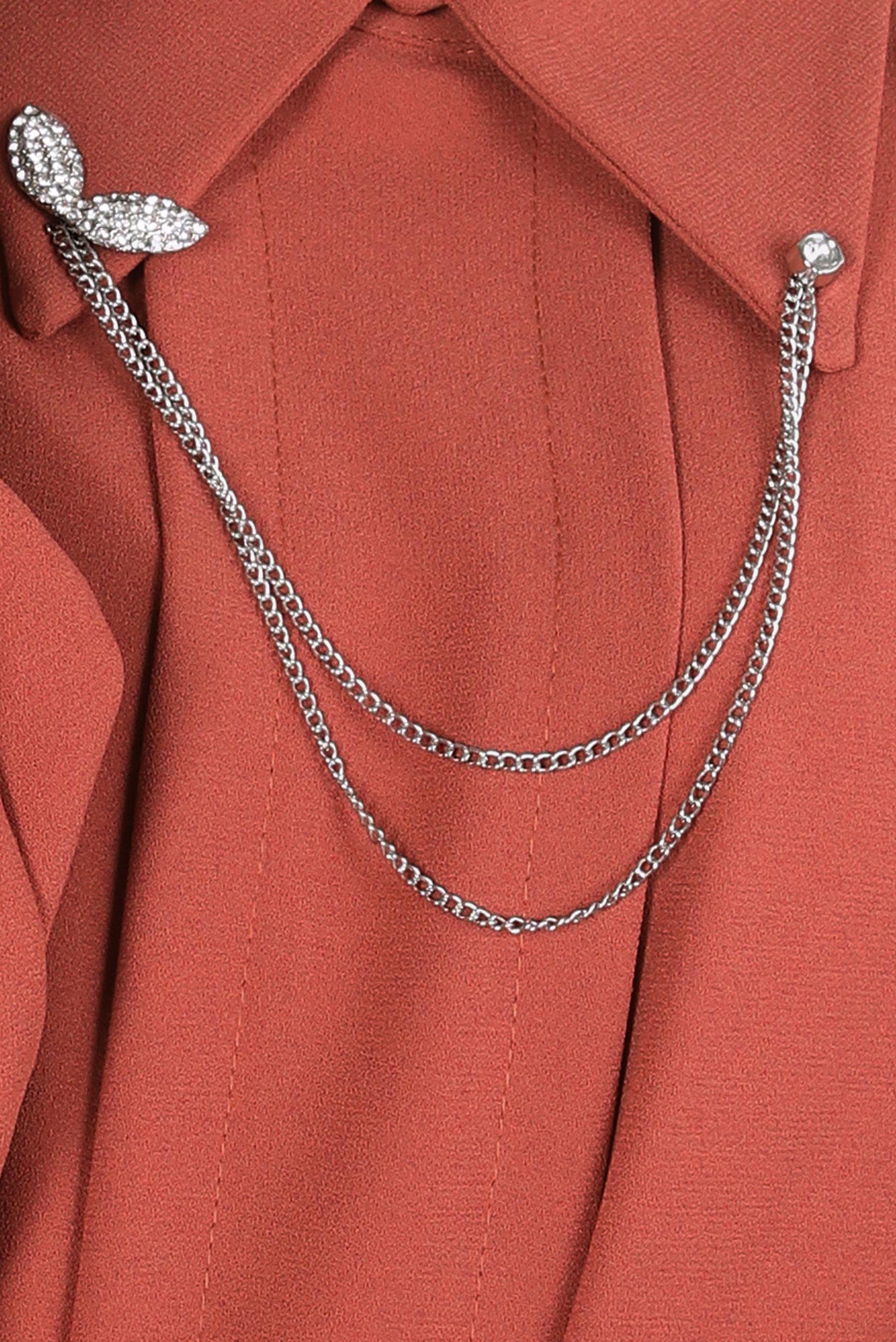 Tesettür giyim TURUNCU ZİNCİR DETAYLI KREP TUNİK 44162