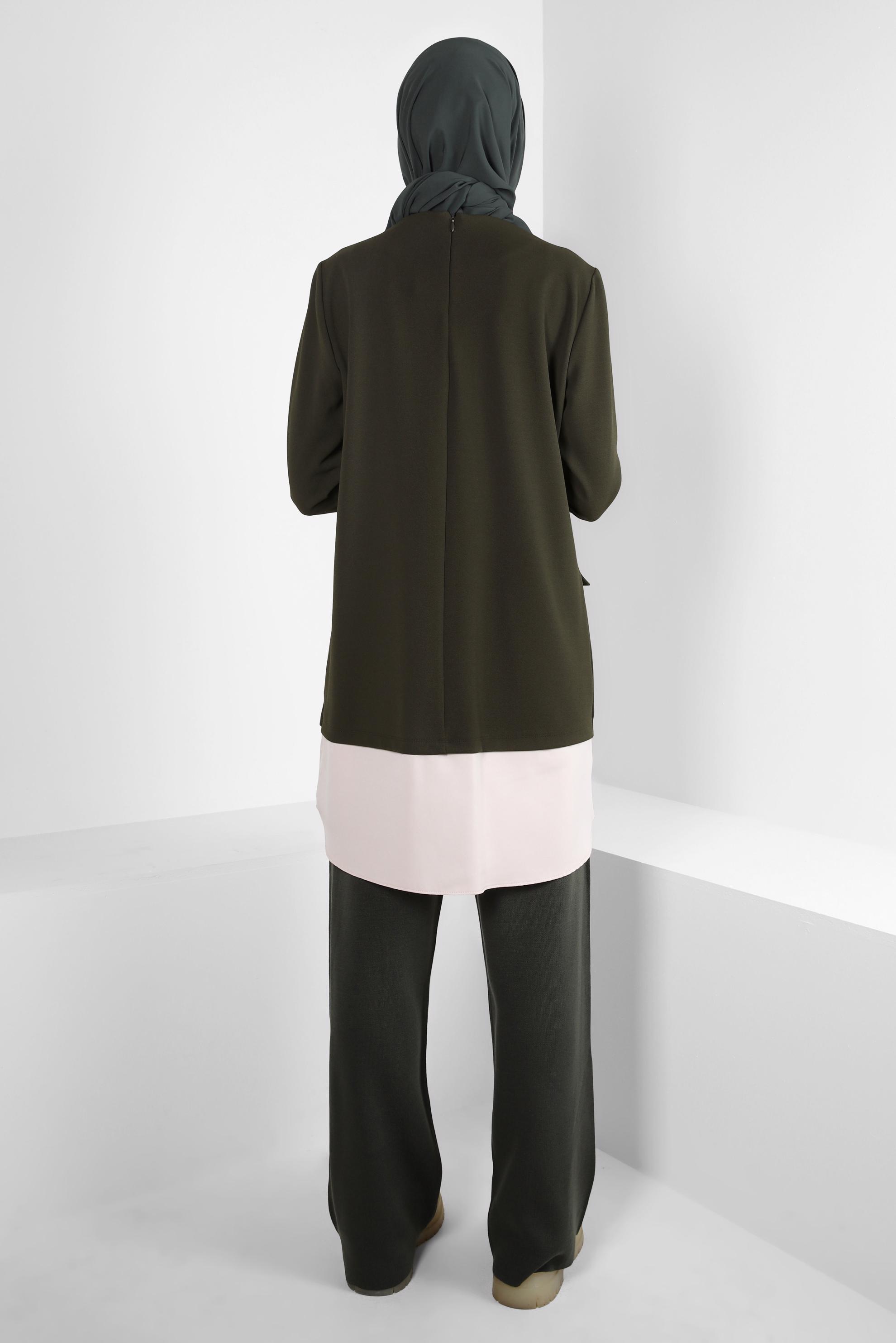 Tesettür giyim HAKİ GÖMLEK GARNİLİ TUNİK 44164