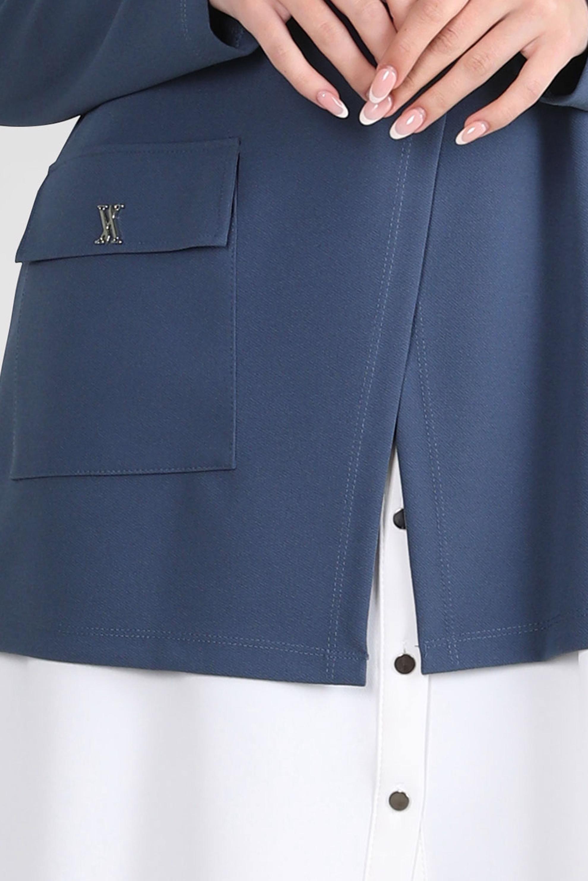 Tesettür giyim LACİVERT GÖMLEK GARNİLİ TUNİK 44164