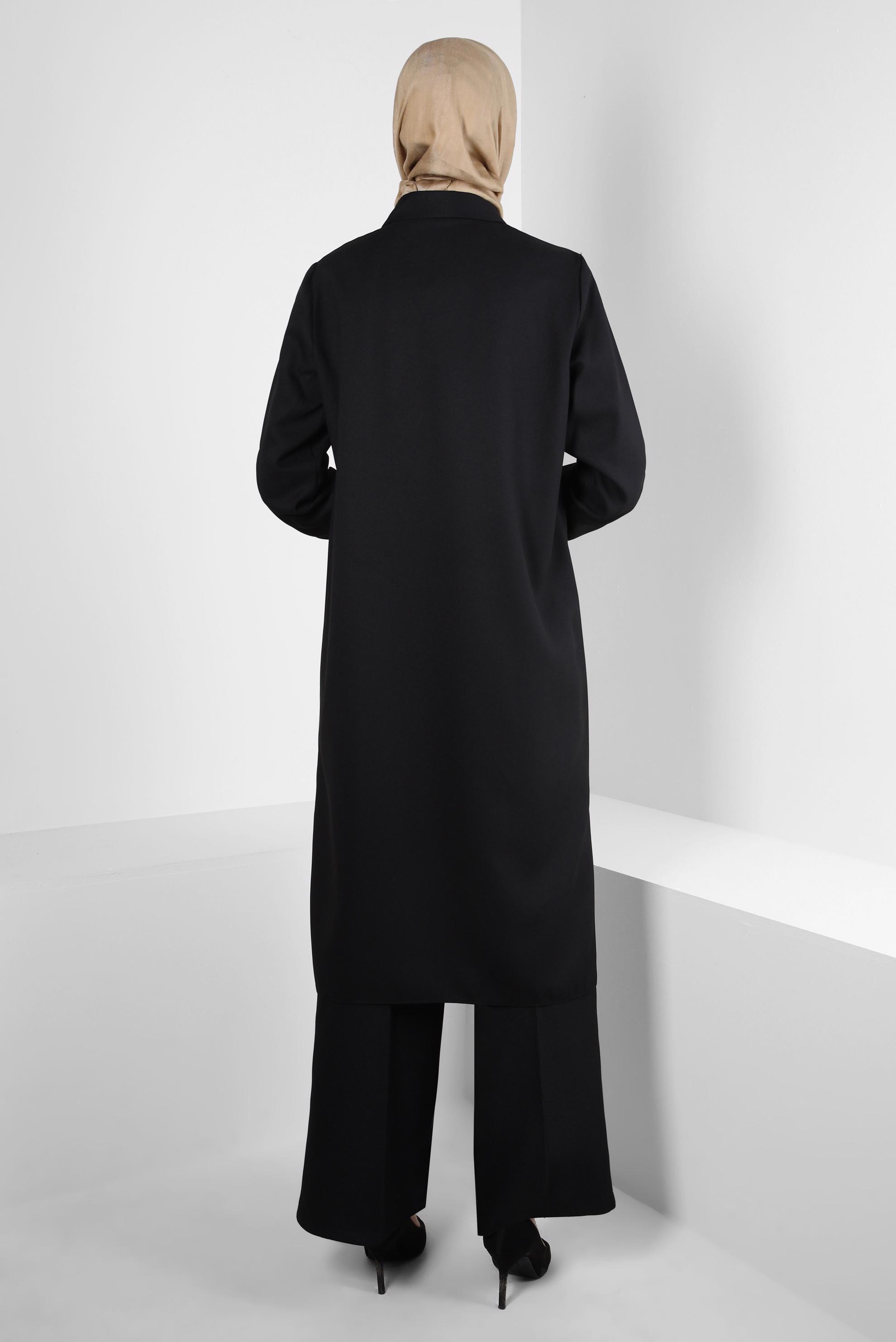 Tesettür giyim SİYAH YANI YIRTMAÇLI TUNİK 44178