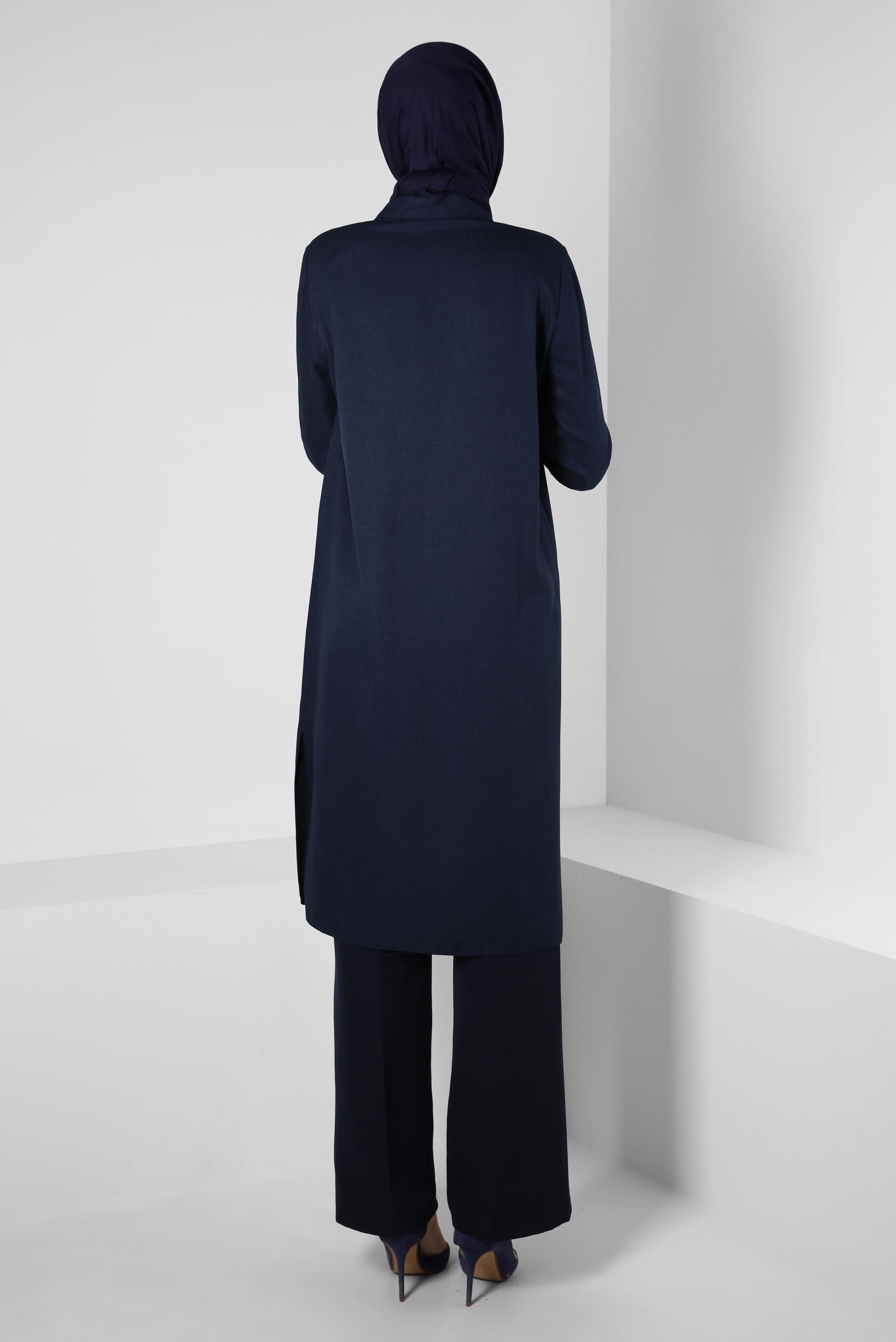 Tesettür giyim LACİVERT YANI YIRTMAÇLI TUNİK 44178