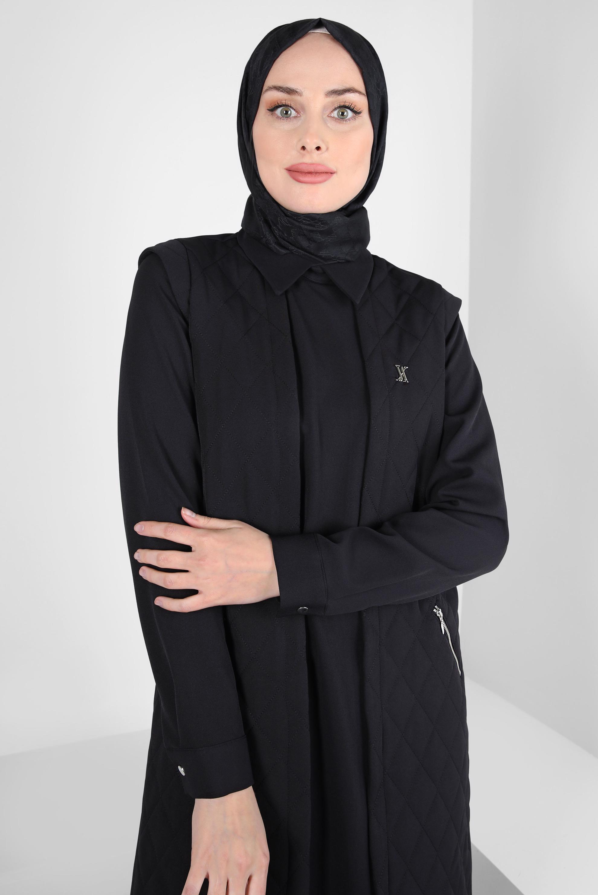 Tesettür giyim SİYAH GÖMLEK YAKA TUNİK 44188