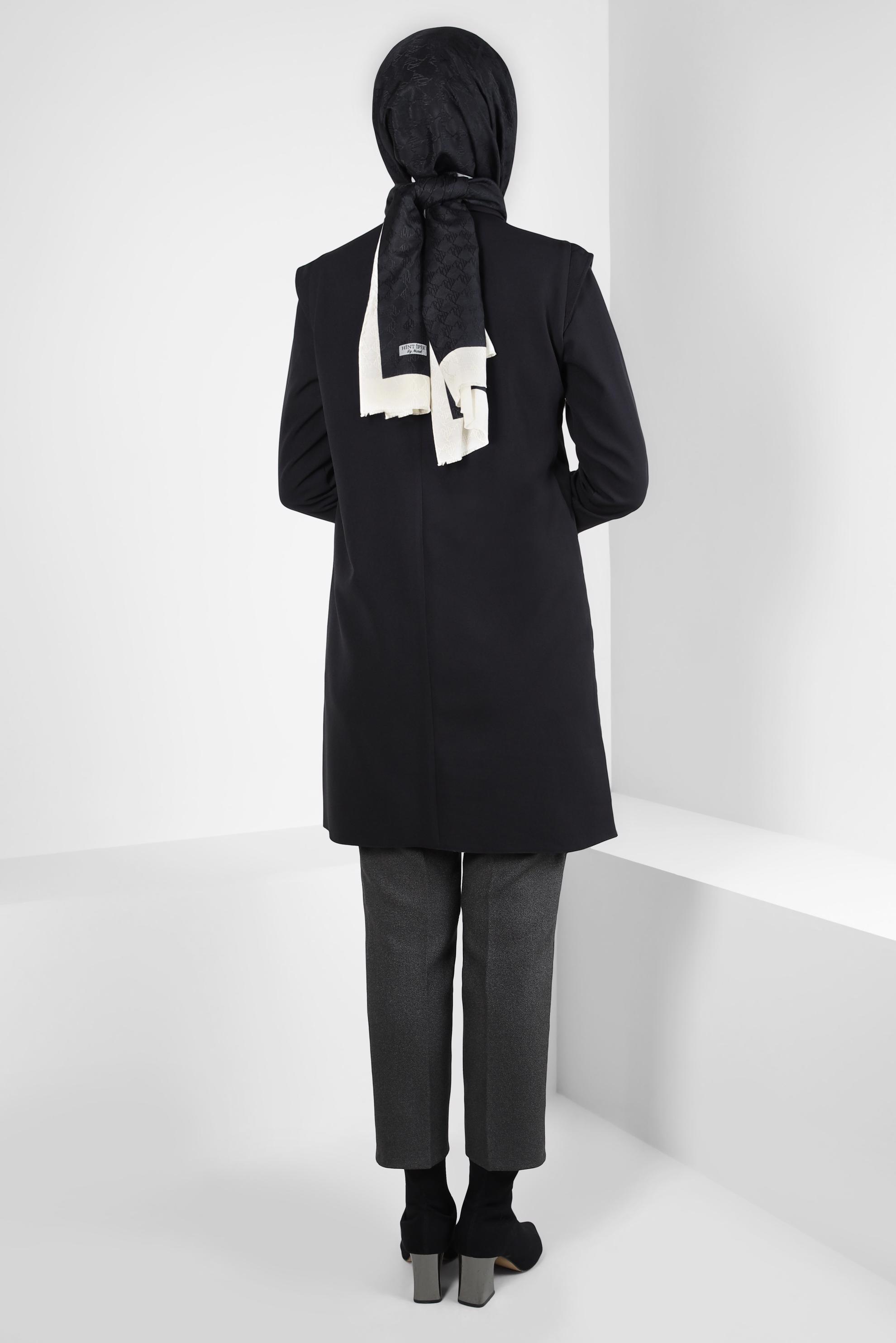 Tesettür giyim SİYAH GÖMLEK YAKA TUNİK 44188