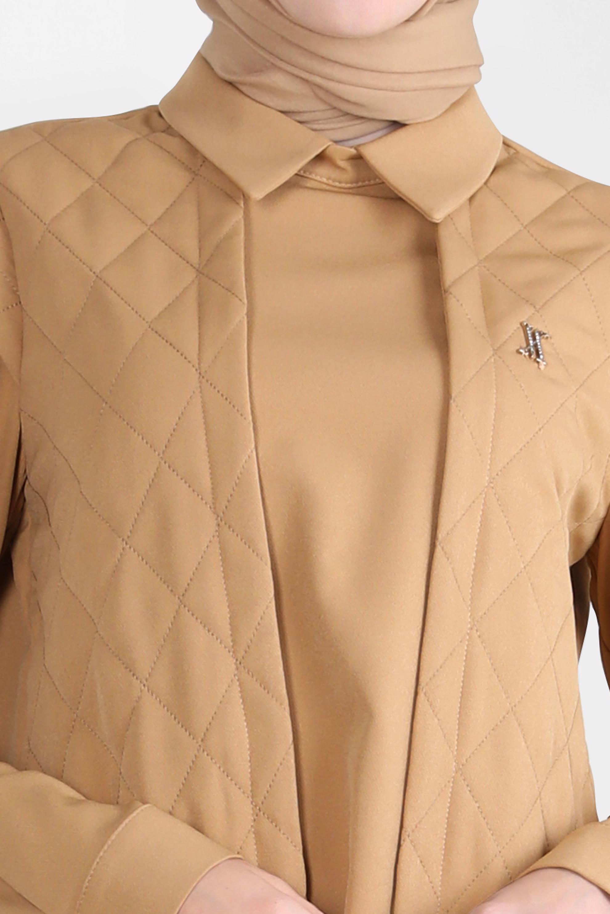 Tesettür giyim KAHVE GÖMLEK YAKA TUNİK 44188