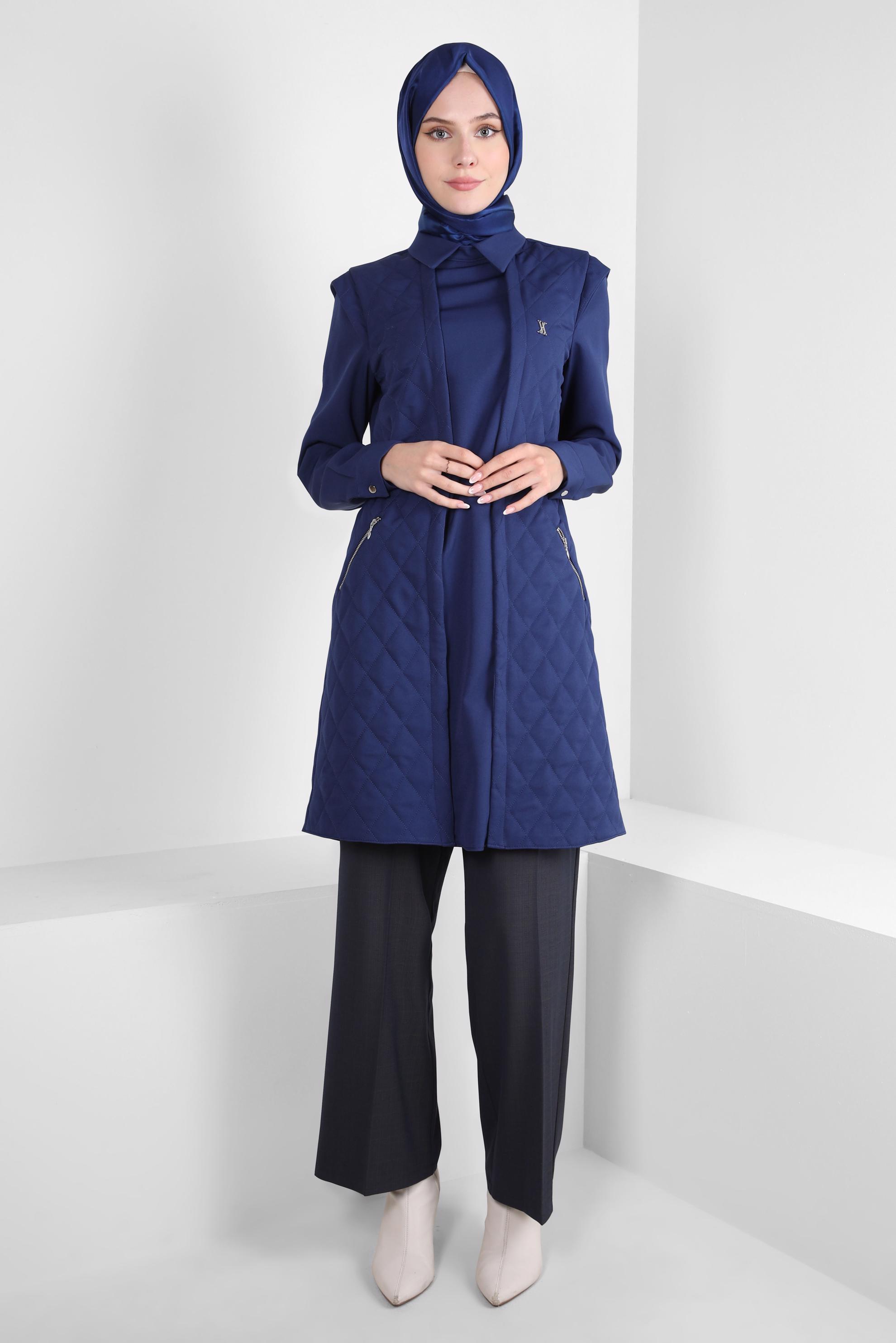 Tesettür giyim LACİVERT GÖMLEK YAKA TUNİK 44188