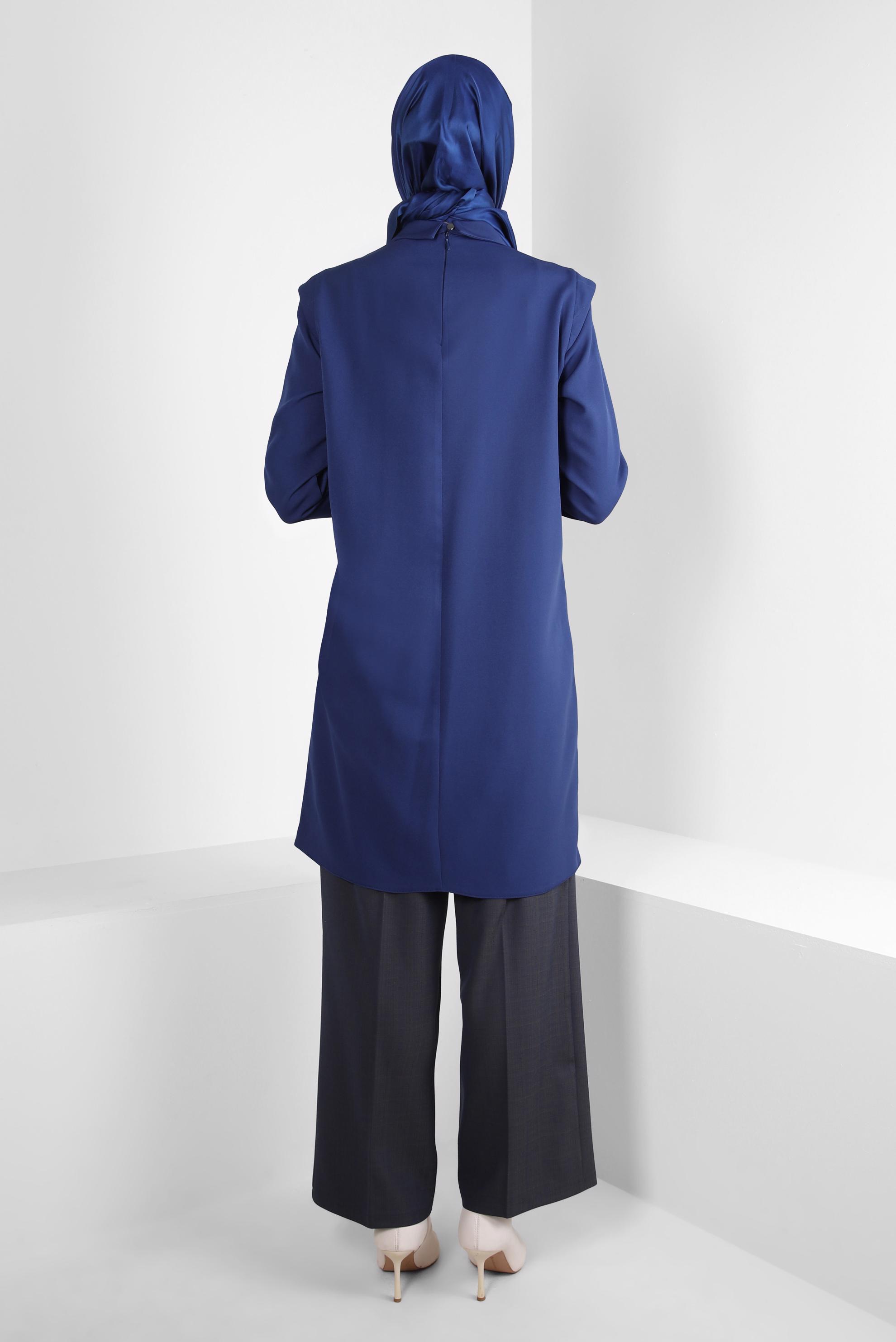 Tesettür giyim LACİVERT GÖMLEK YAKA TUNİK 44188