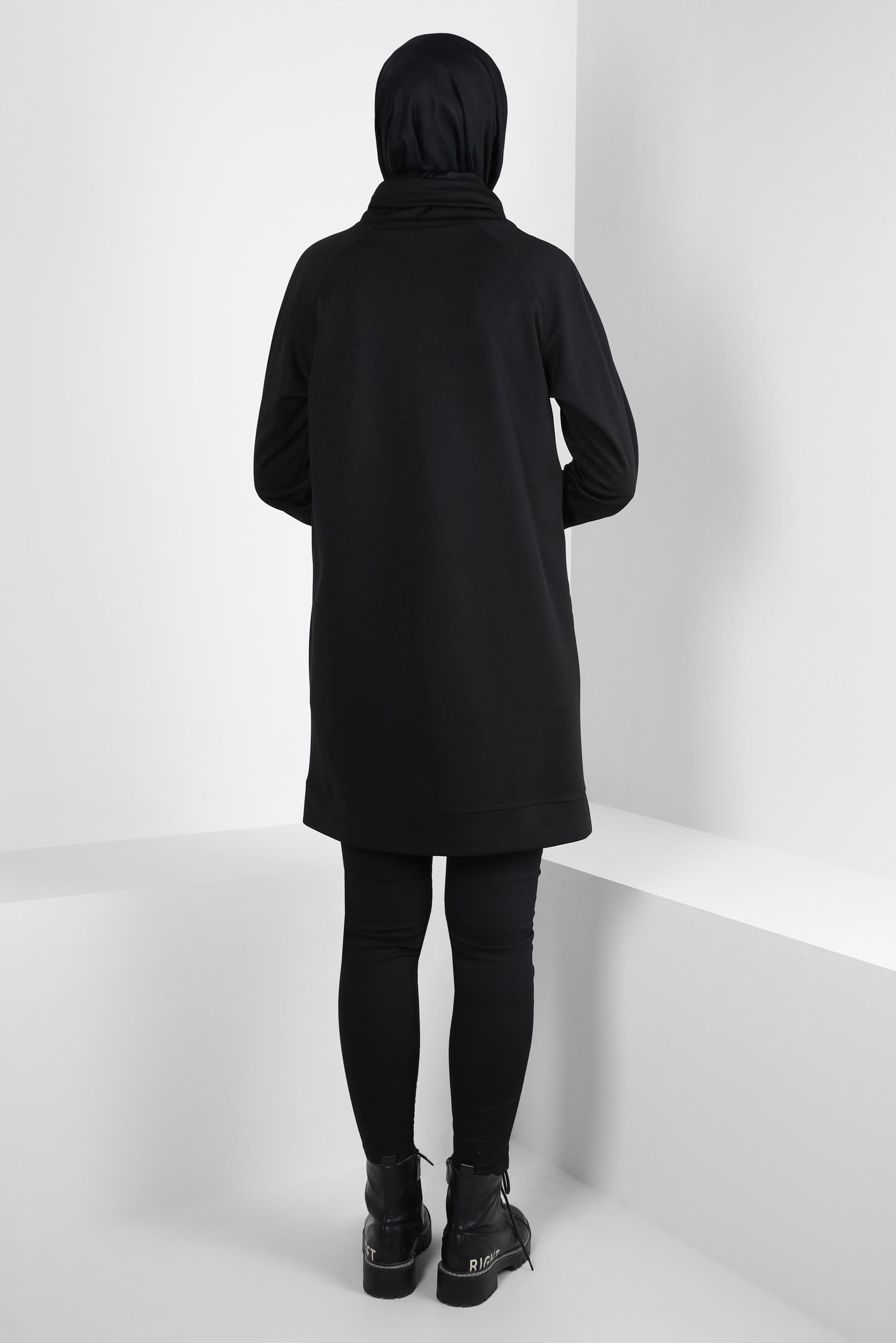 Tesettür giyim SİYAH ZİNCİR DETAYLI TUNİK 44189