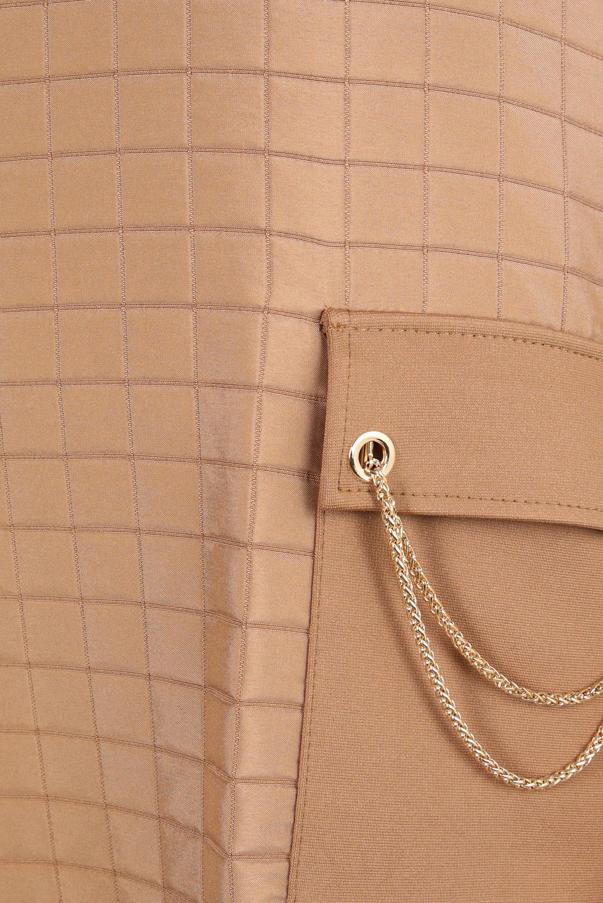 Tesettür giyim KAHVE ZİNCİR DETAYLI TUNİK 44189