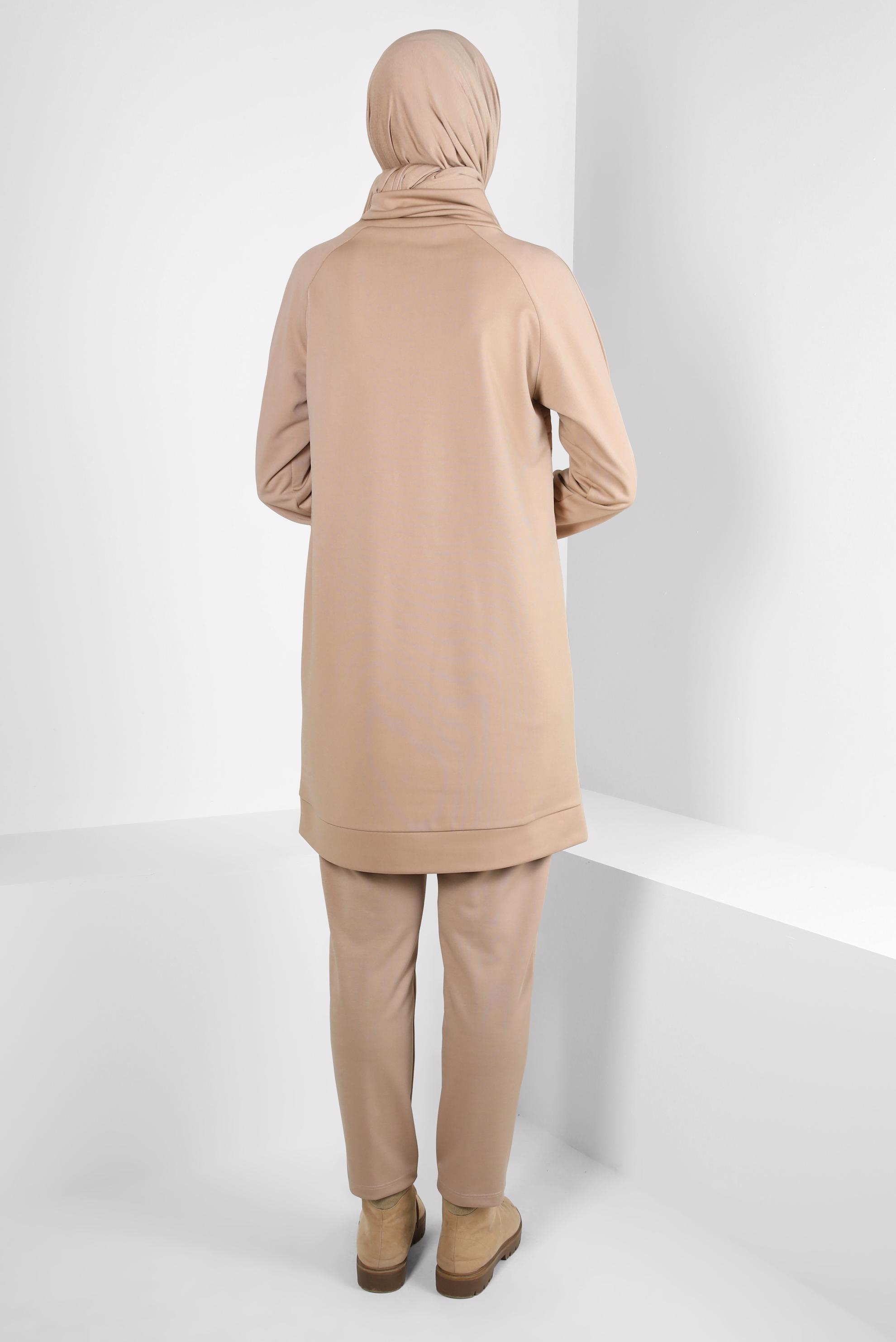 Tesettür giyim BEJ ZİNCİR DETAYLI TUNİK 44189