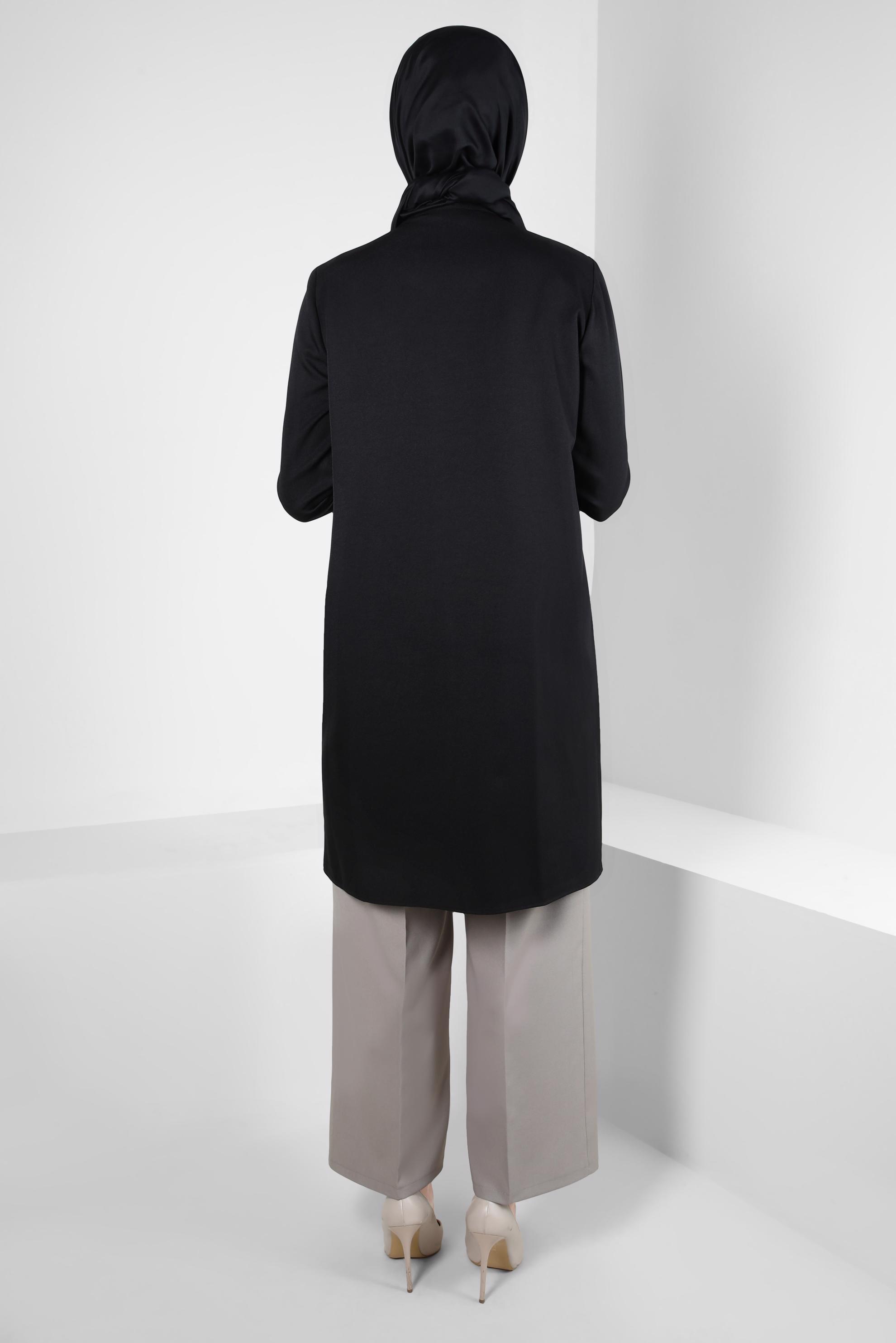 Tesettür giyim SİYAH FERMUAR DETAYLI TUNİK 44190