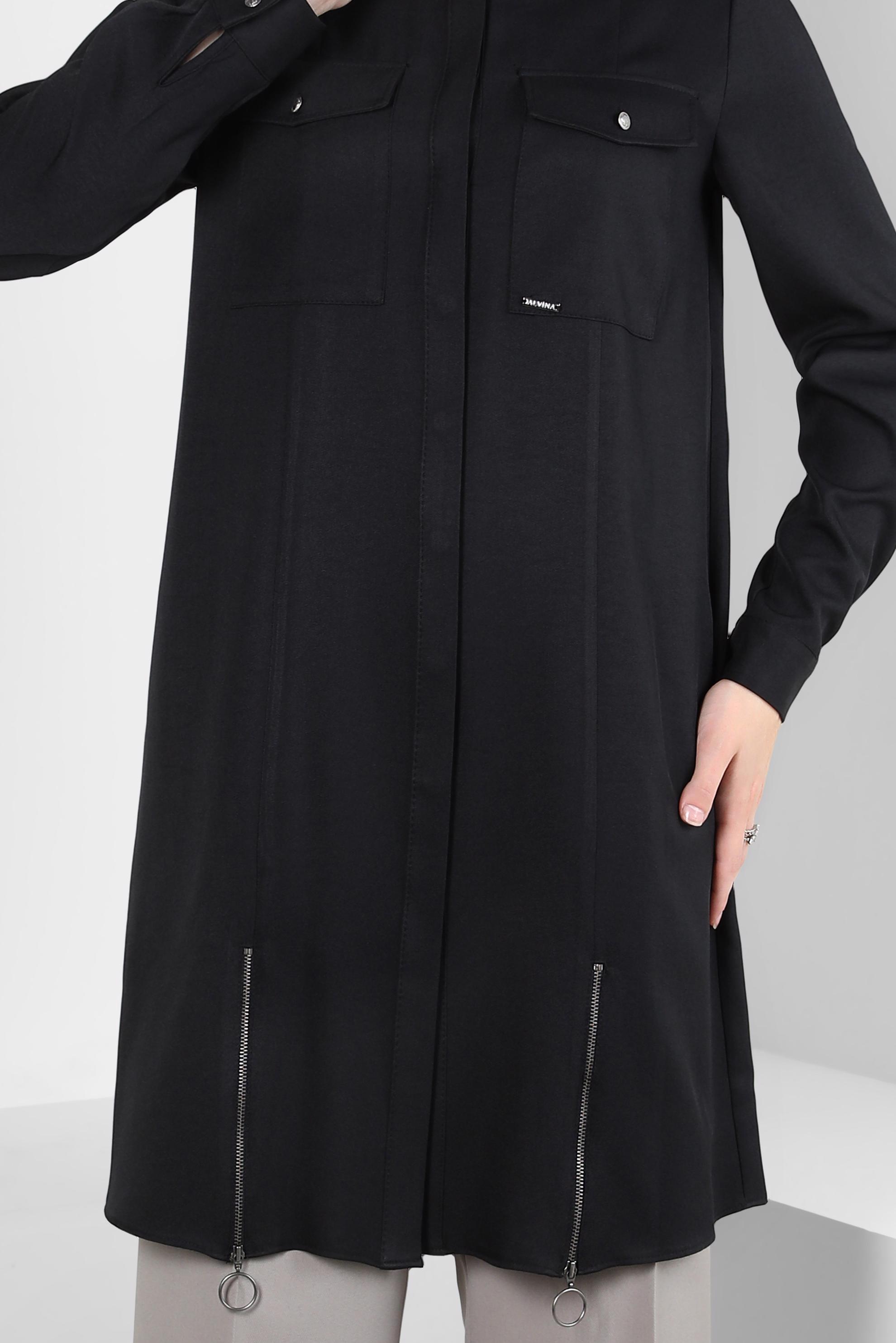 Tesettür giyim SİYAH FERMUAR DETAYLI TUNİK 44190