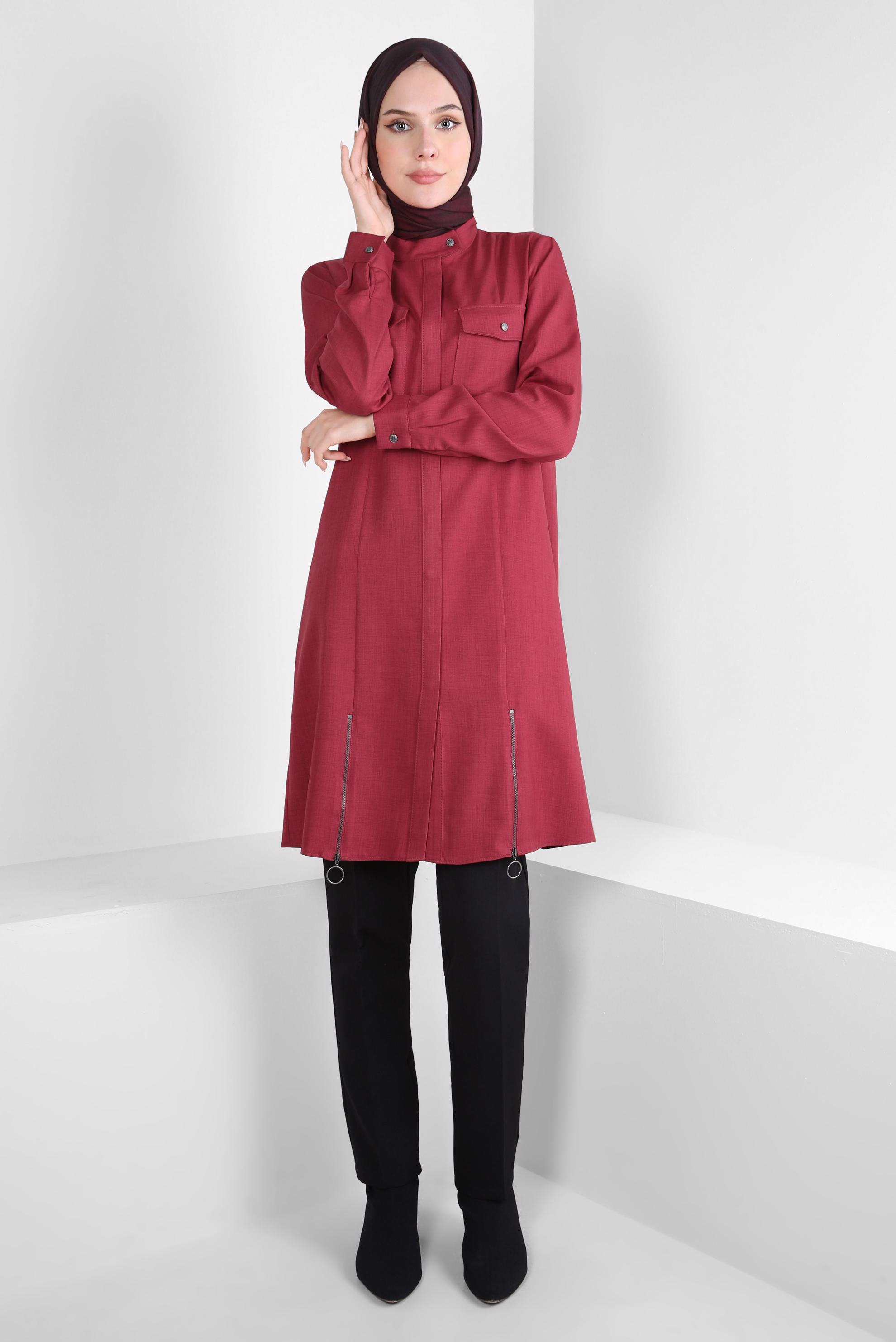 Tesettür giyim FUŞYA FERMUAR DETAYLI TUNİK 44190