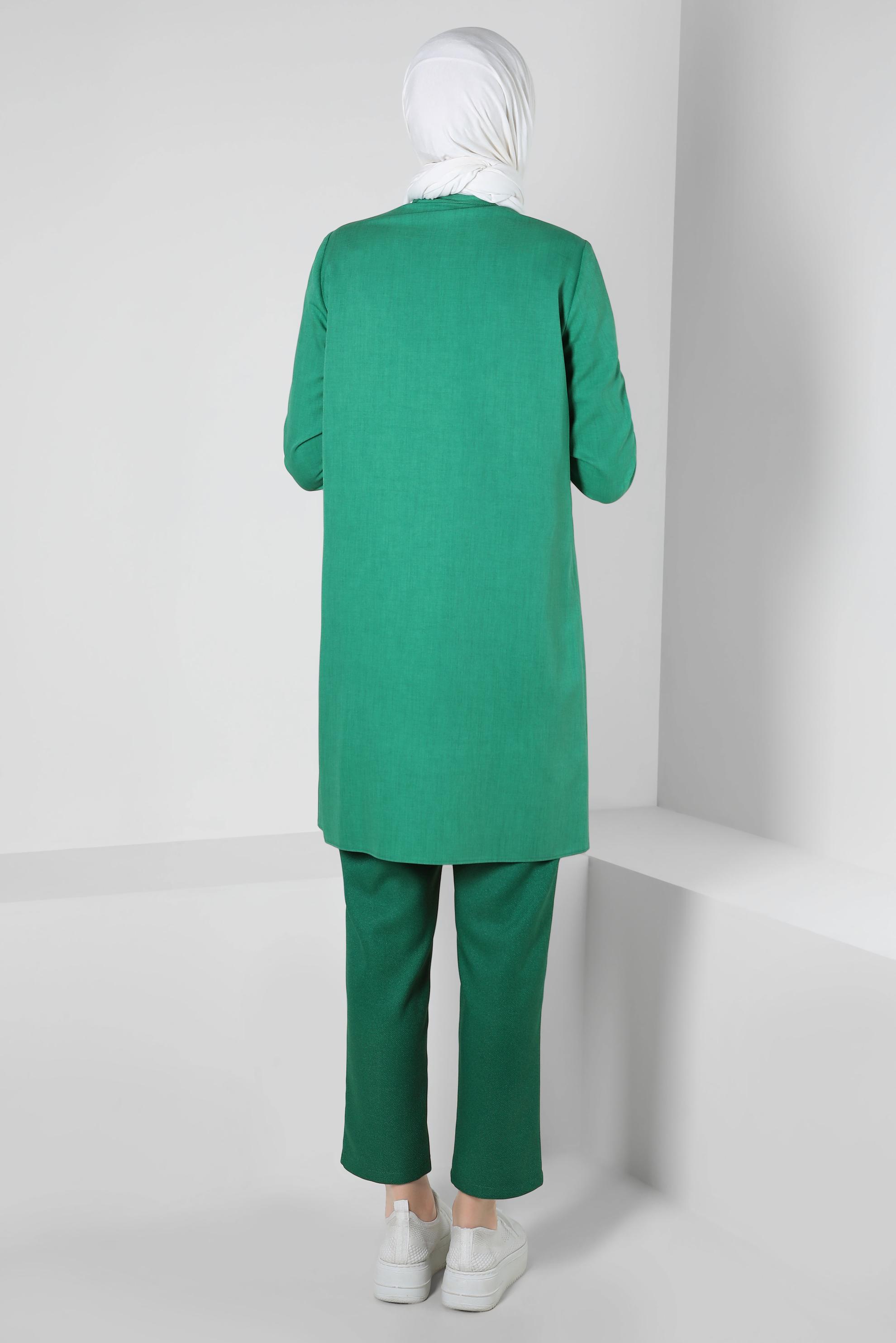 Tesettür giyim YEŞİL FERMUAR DETAYLI TUNİK 44190