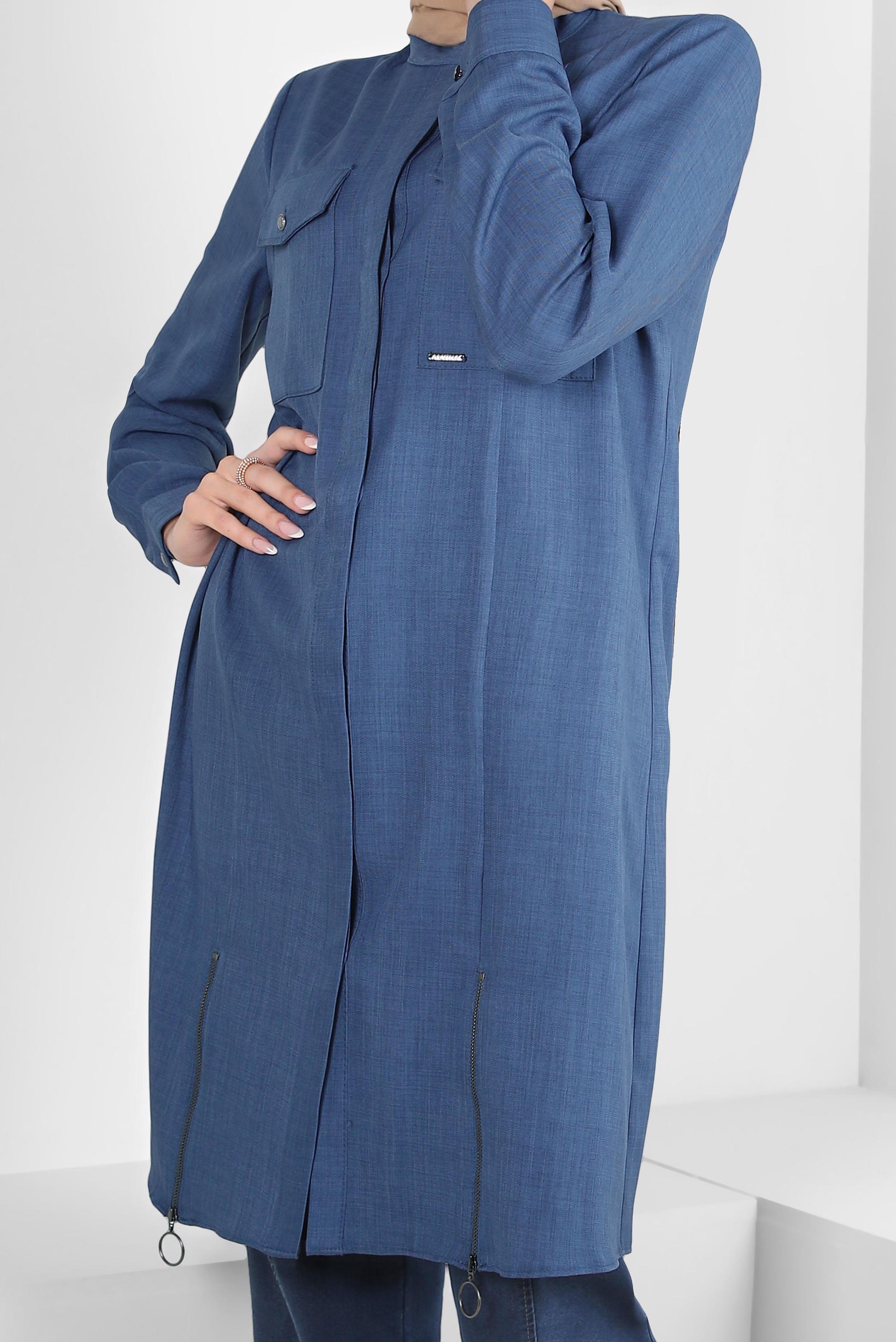 Tesettür giyim LACİVERT FERMUAR DETAYLI TUNİK 44190