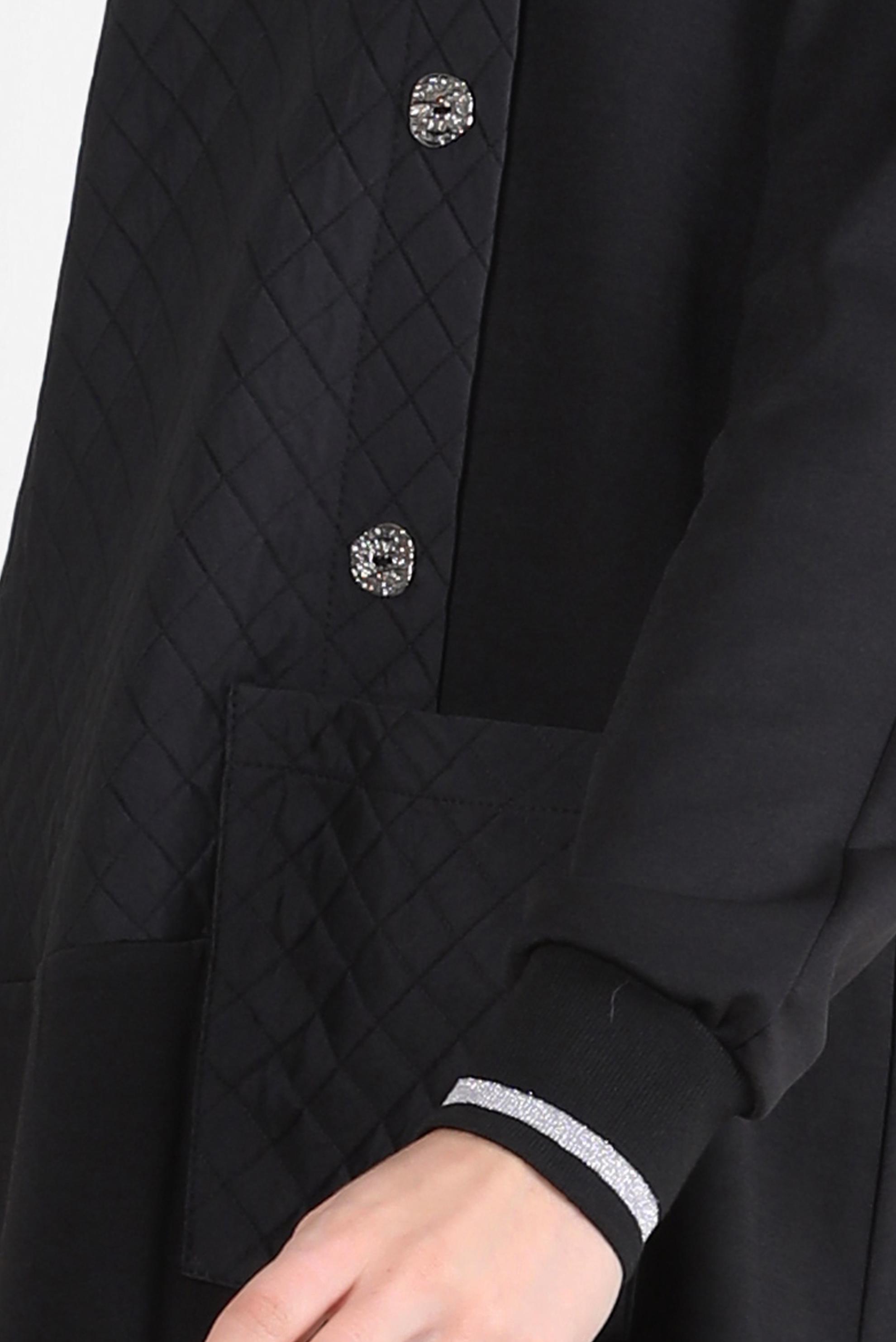 Tesettür giyim SİYAH MANŞETLERİ LASTİKLİ TUNİK 44202