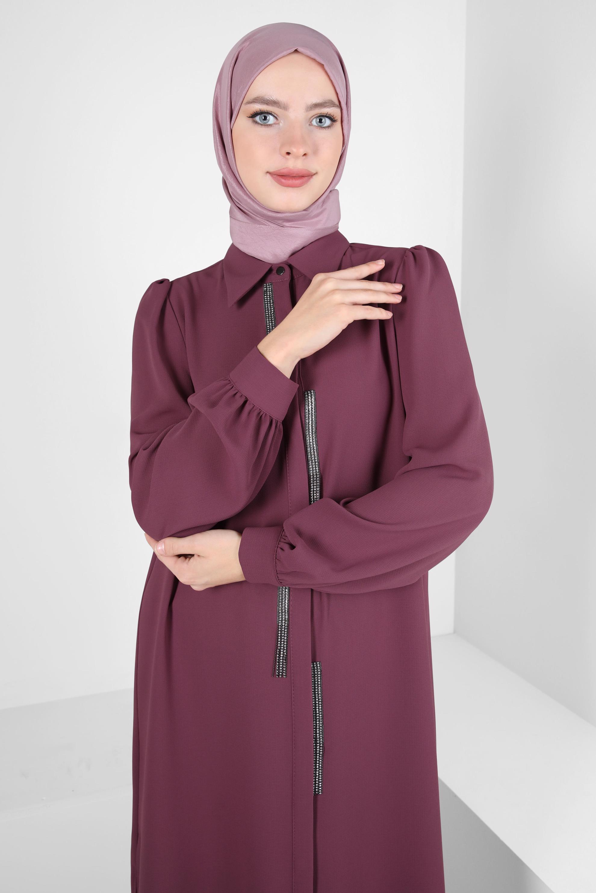 Tesettür giyim PEMBE TAŞ DETAYLI TUNİK 44206