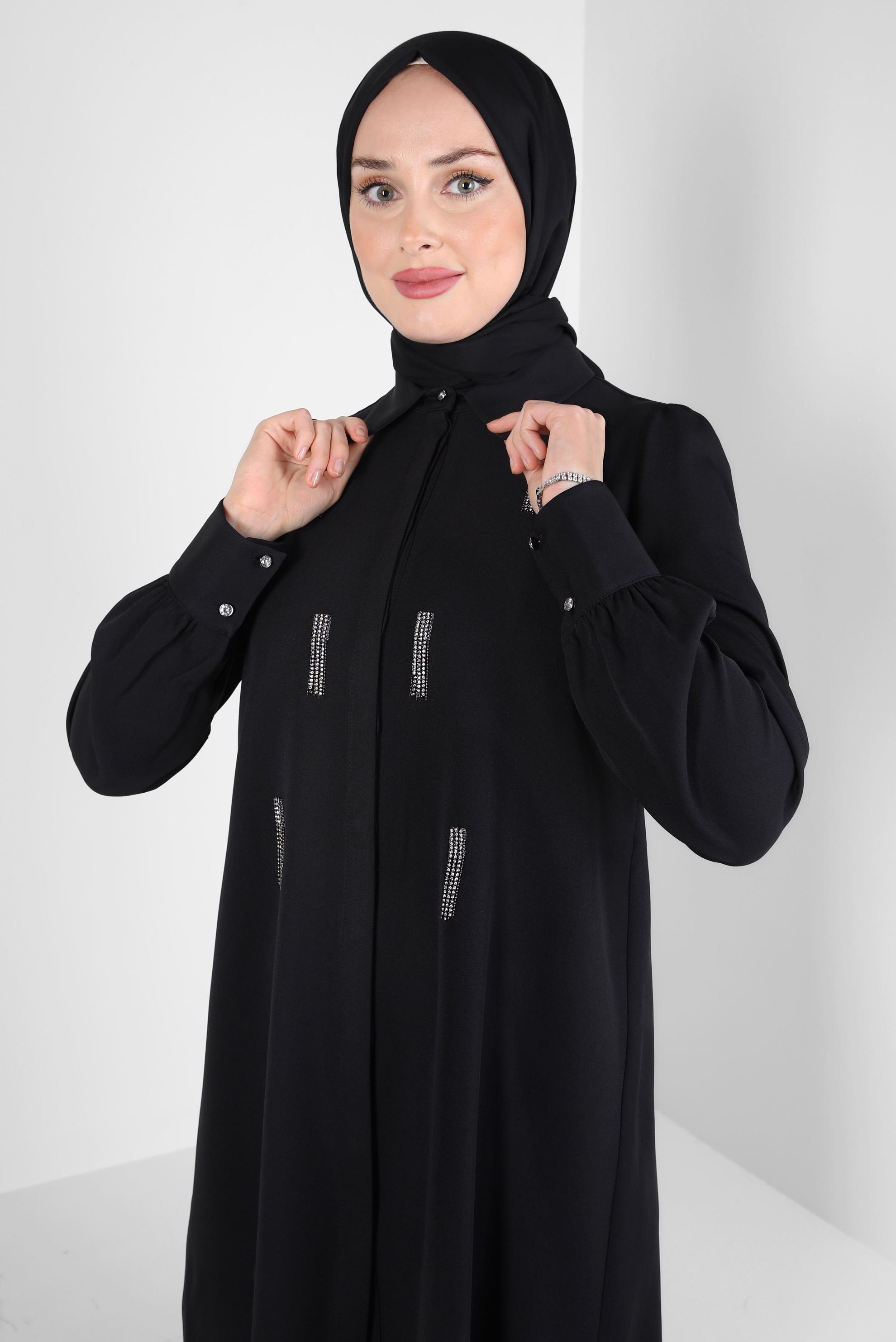 Tesettür giyim SİYAH TAŞ DETAYLI TUNİK 44207
