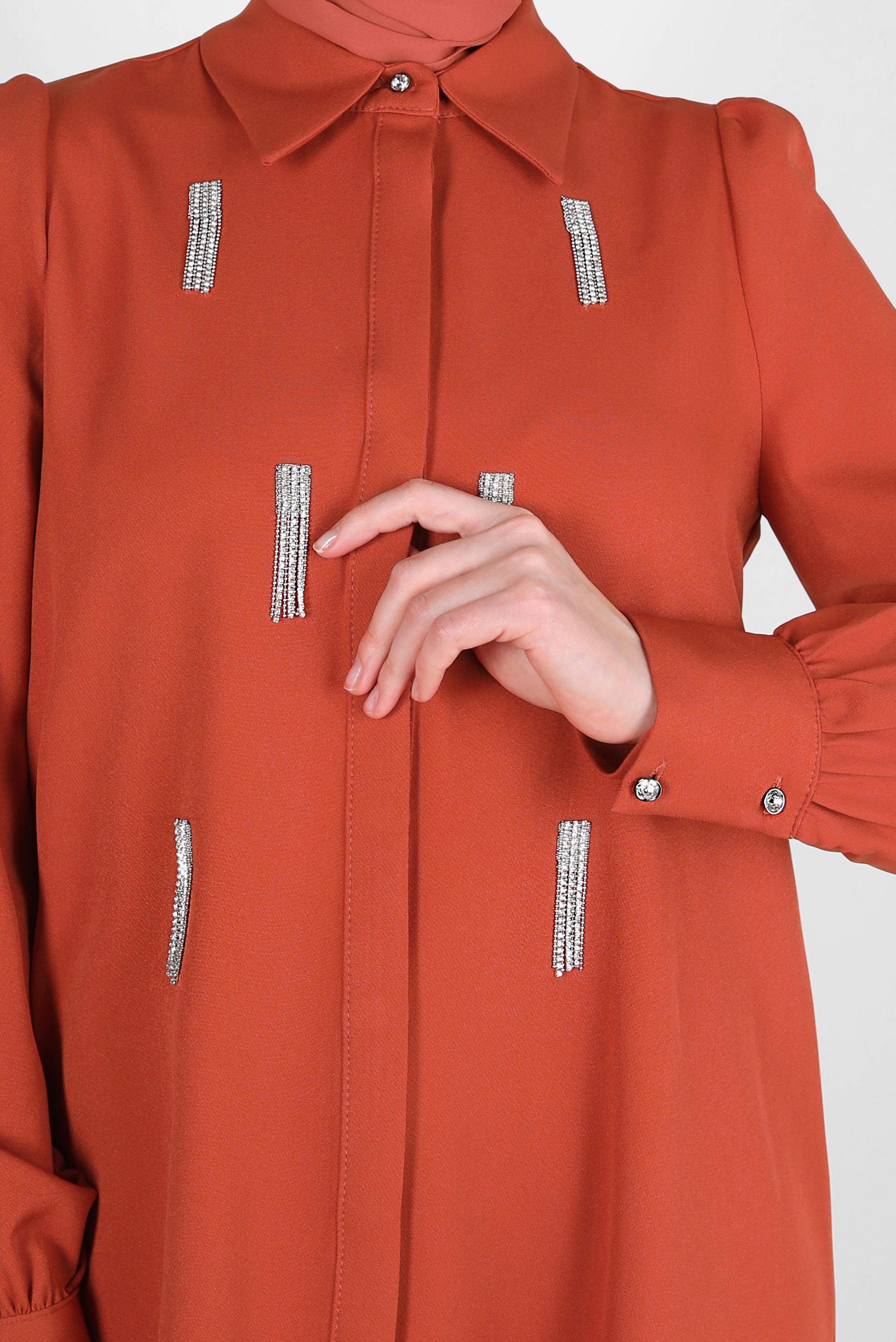 Tesettür giyim TURUNCU TAŞ DETAYLI TUNİK 44207