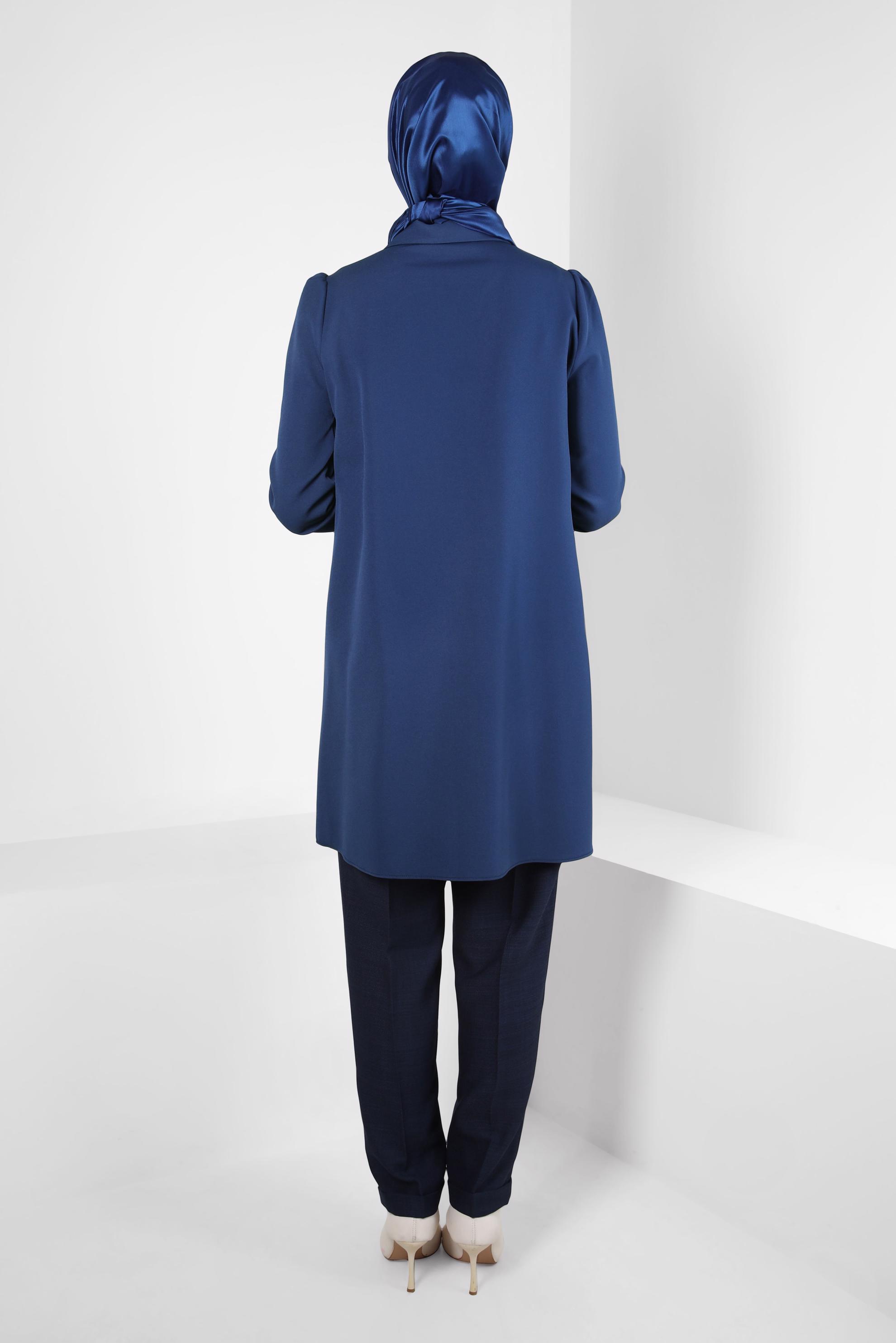 Tesettür giyim LACİVERT TAŞ DETAYLI TUNİK 44207