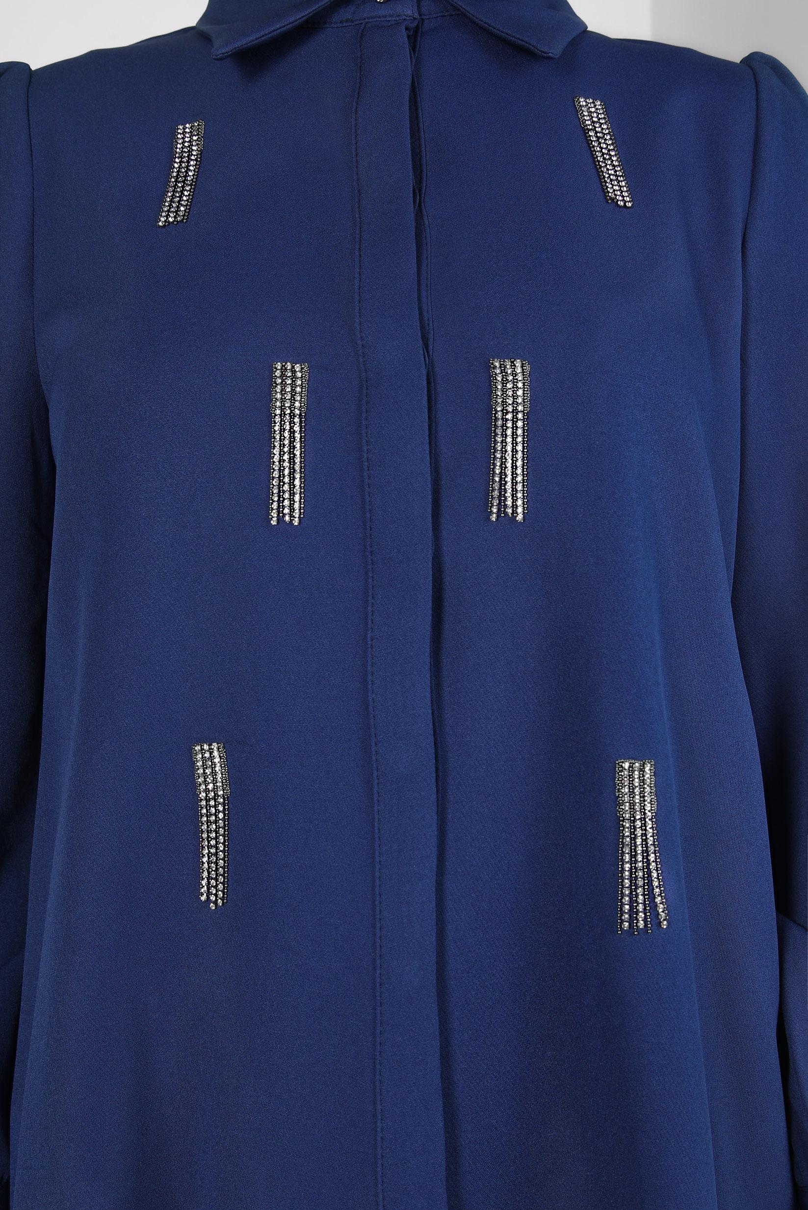 Tesettür giyim LACİVERT TAŞ DETAYLI TUNİK 44207