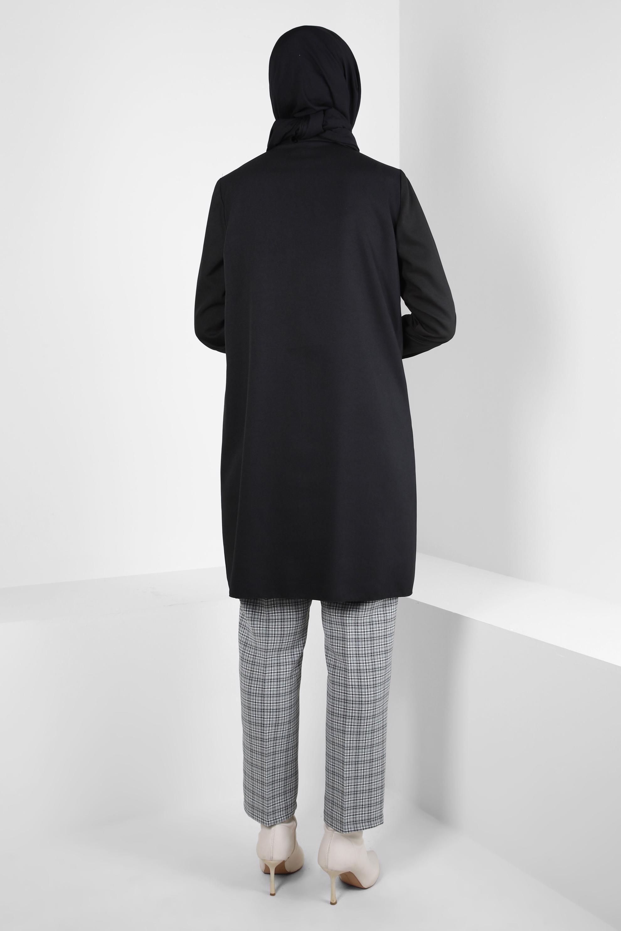 Tesettür giyim SİYAH BAĞCIK DETAYLI TUNİK 44208