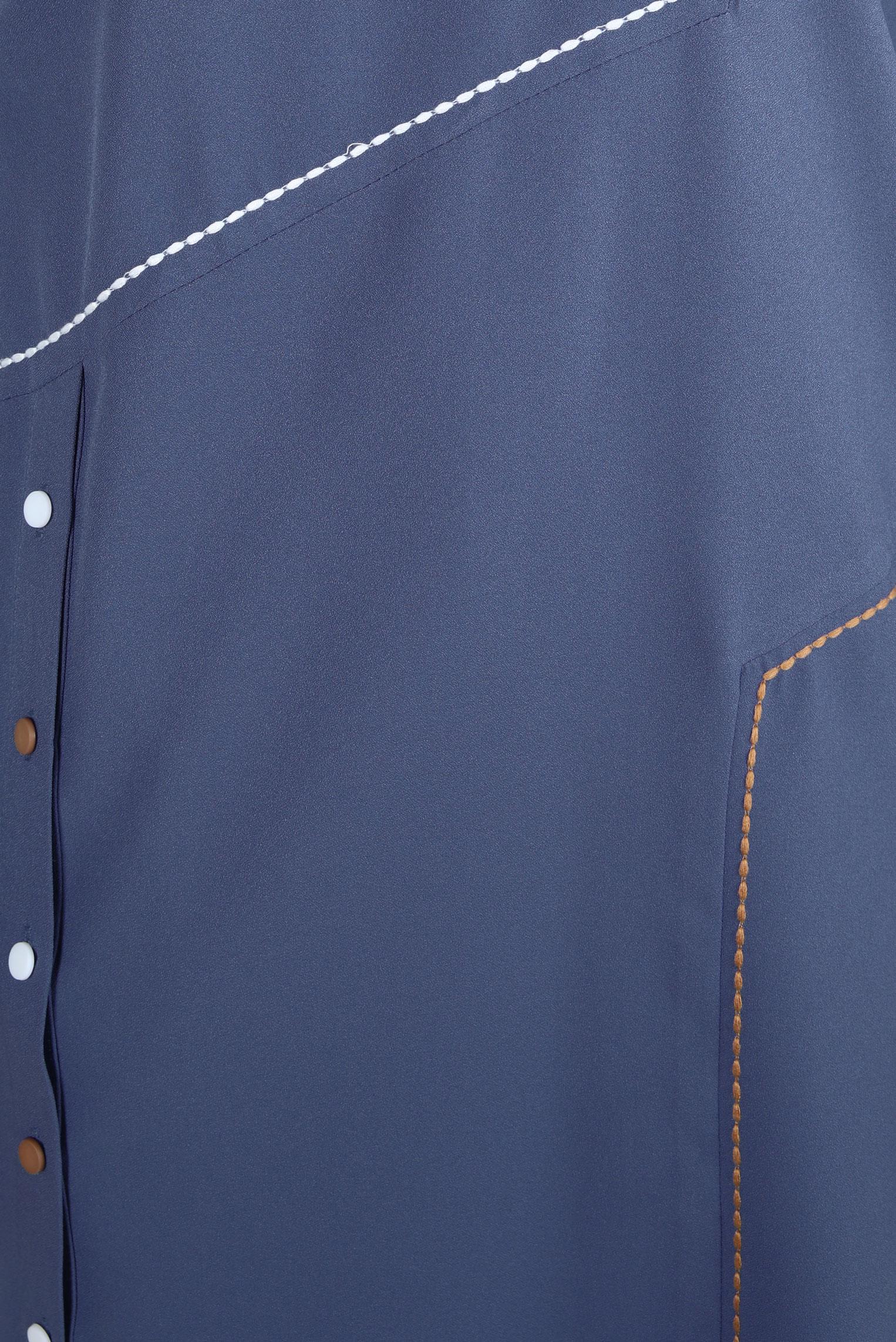 Tesettür giyim MAVİ GÖMLEK YAKA TUNİK 44209