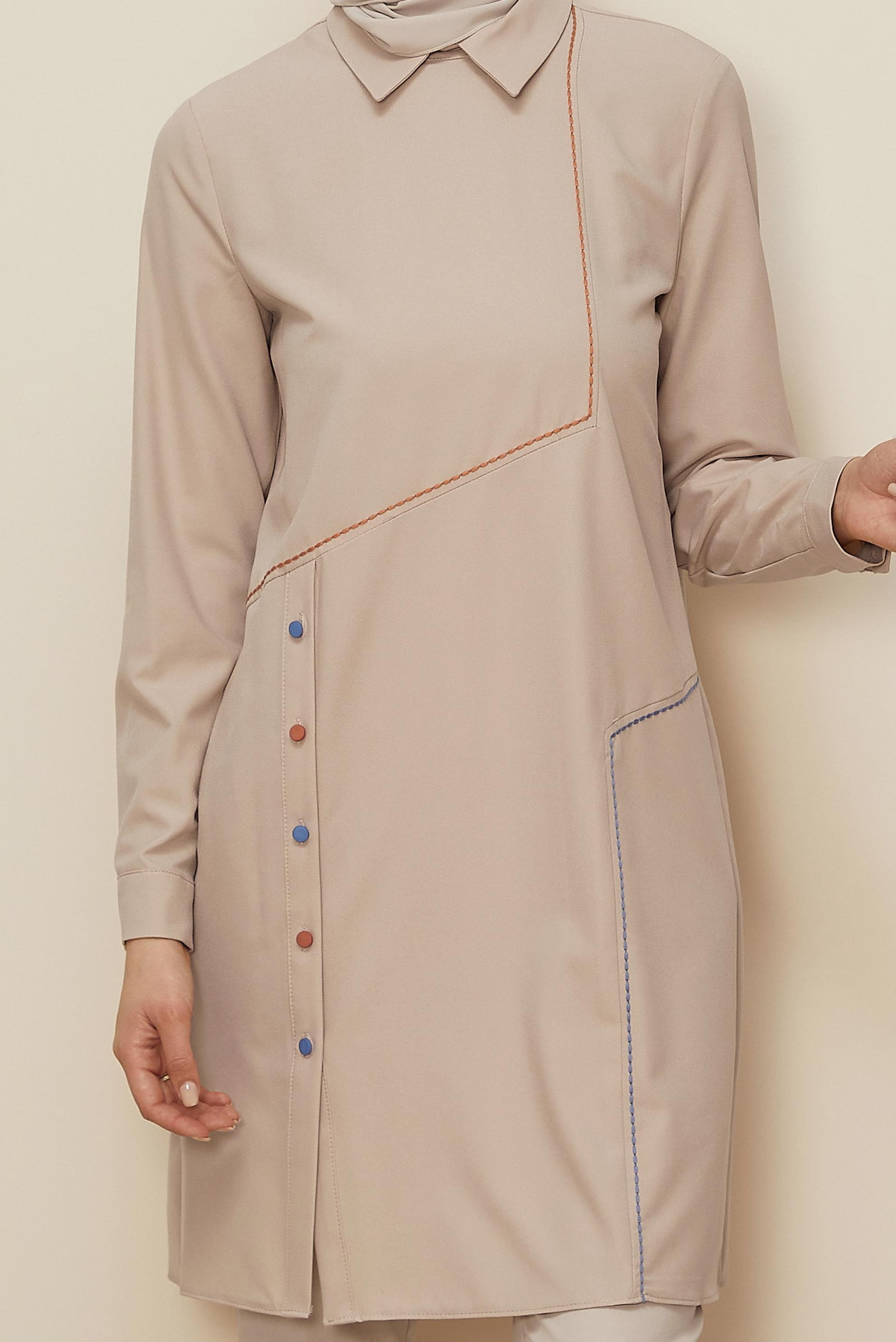 Vêtements hijab ÉCRUE TUNIQUE COL CHEMISE 44209