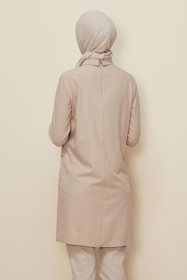 Vêtements hijab ÉCRUE TUNIQUE COL CHEMISE 44209 - ALVİNA