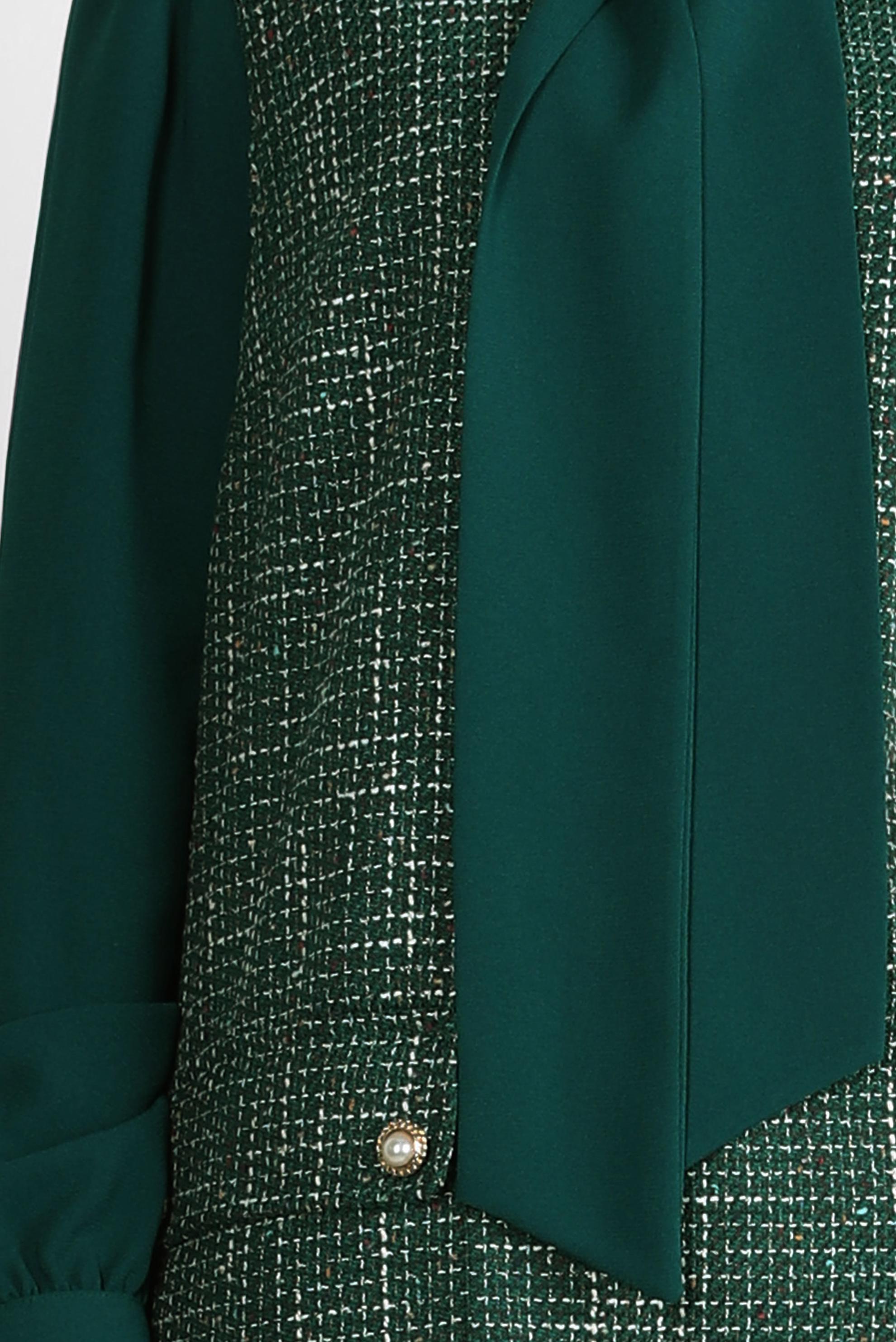 Tesettür giyim YEŞİL FULAR YAKA SÜVETERLİ TUNİK 44217