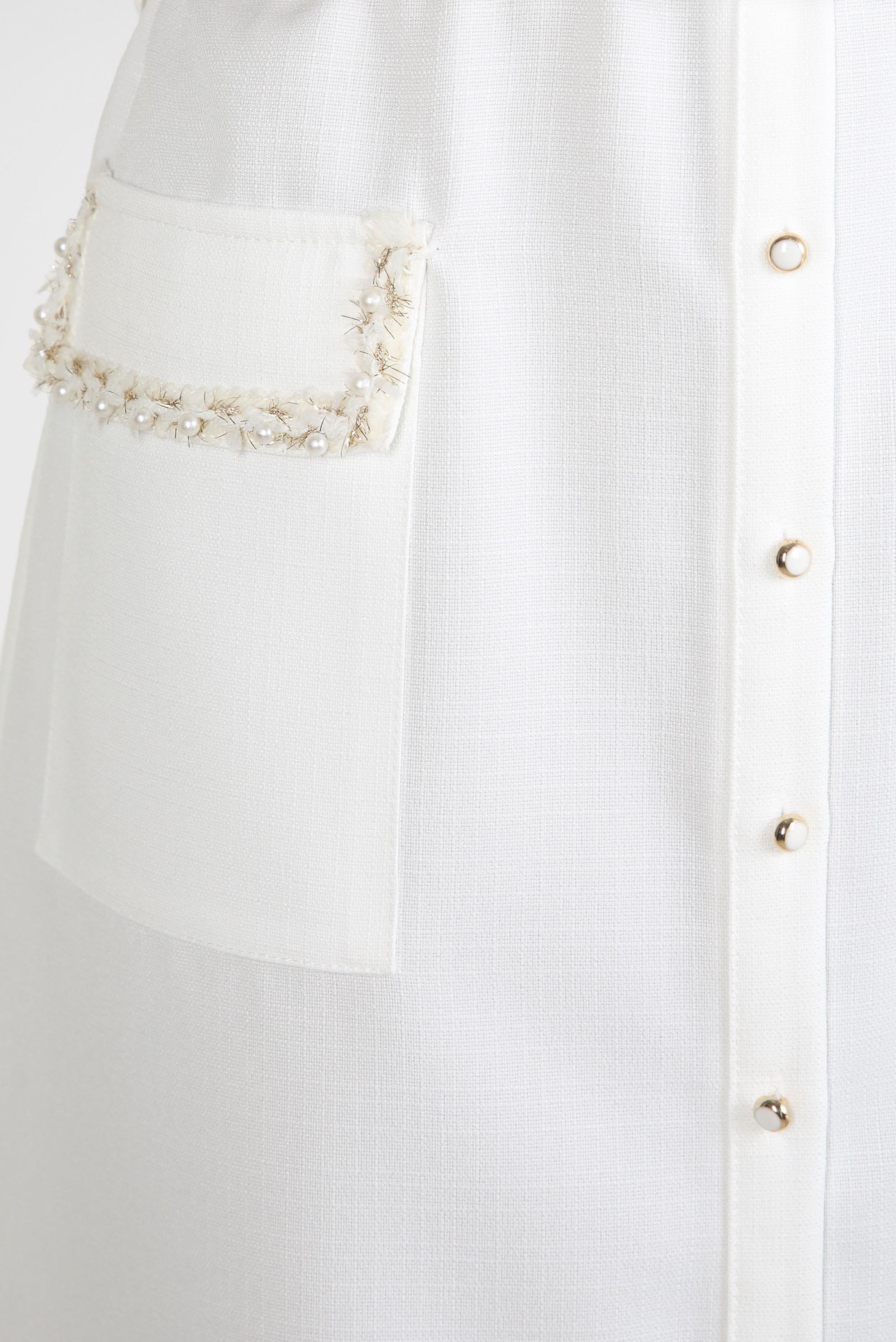 Tesettür giyim BEYAZ KEMERLİ İŞLEME DETAYLI TUNİK 44220