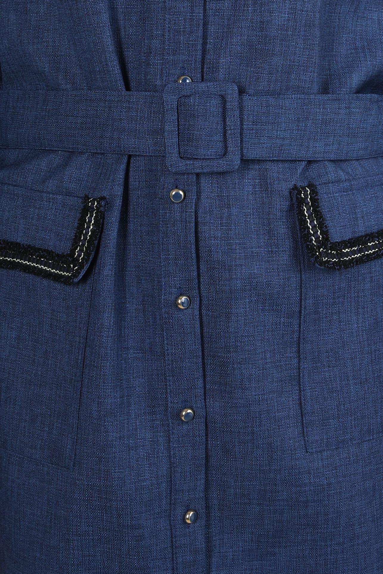 Tesettür giyim MAVİ KEMERLİ İŞLEME DETAYLI TUNİK 44220