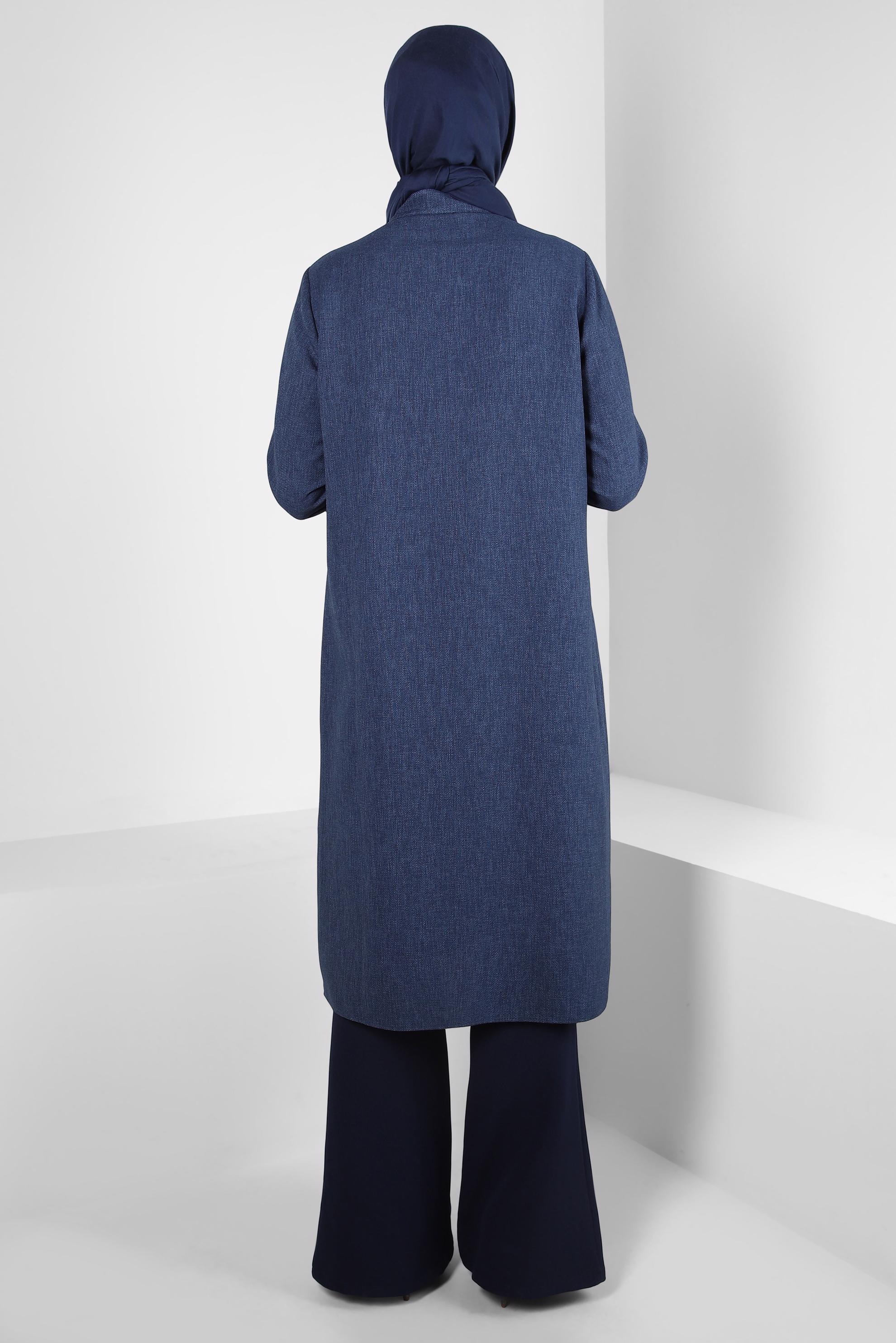 Tesettür giyim LACİVERT ZIMBA DETAYLI TUNİK 44221