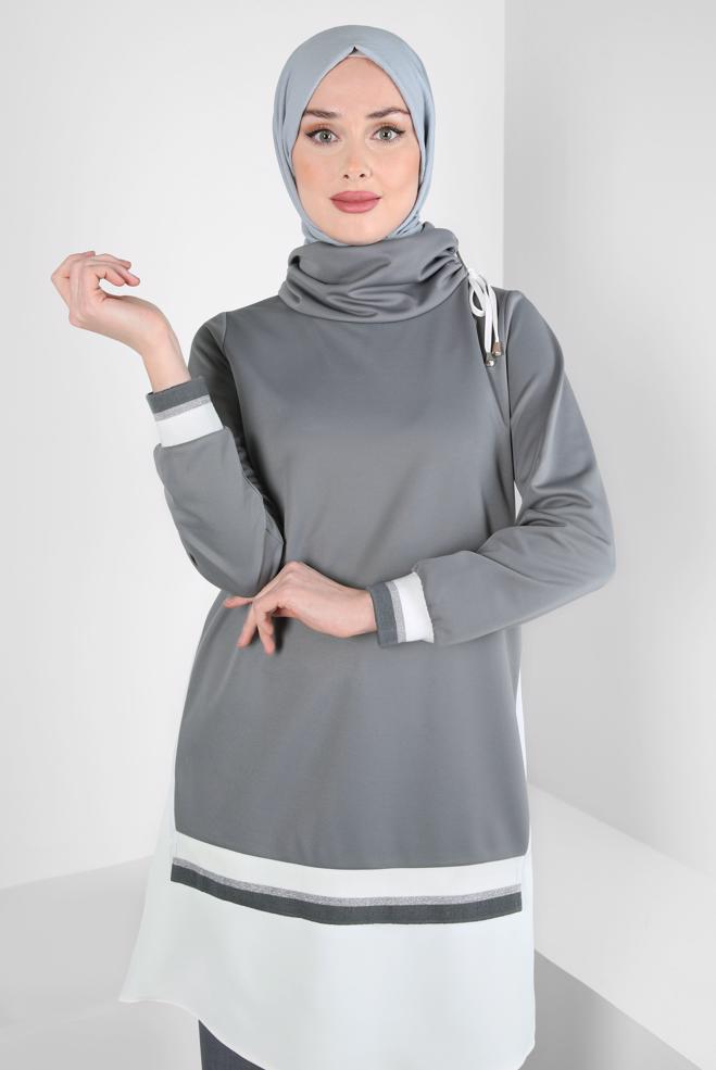 Hijab clothing GREY TURTLENECK TUNIC 44235 - ALVİNA