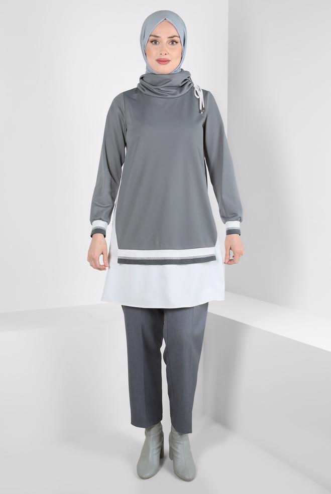 Hijab clothing GREY TURTLENECK TUNIC 44235 - ALVİNA