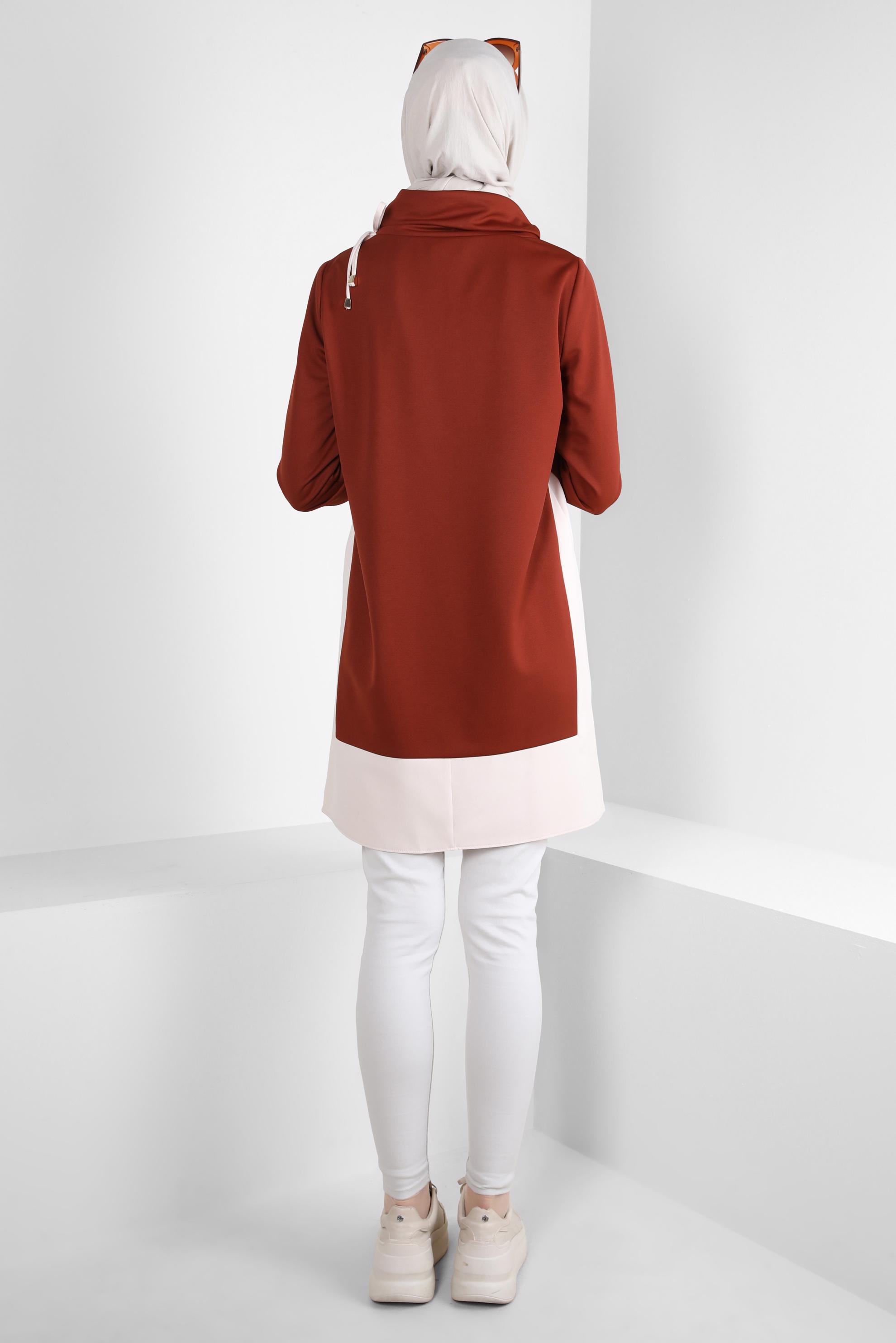 Tesettür giyim TURUNCU GARNİLİ ÖRME TUNİK 44235