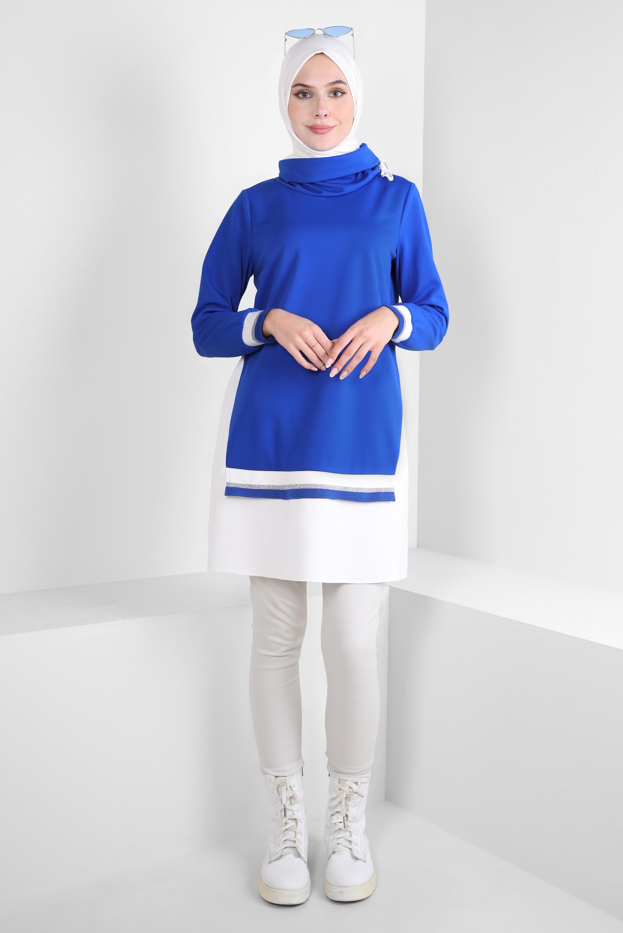 Tesettür giyim LACİVERT GARNİLİ ÖRME TUNİK 44235