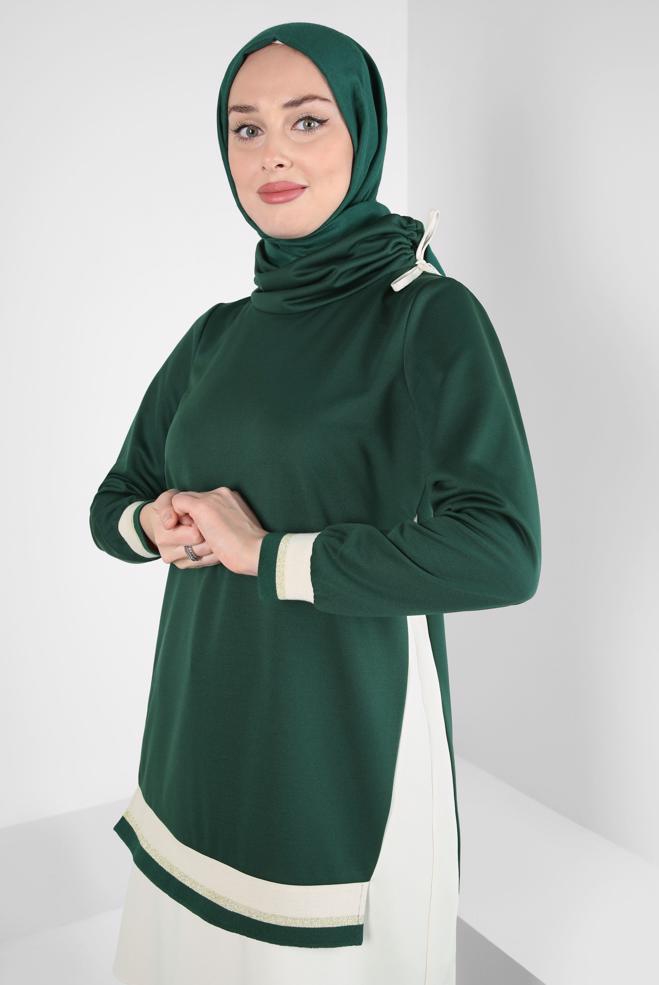Hijab clothing GREEN TURTLENECK TUNIC 44235 - ALVİNA