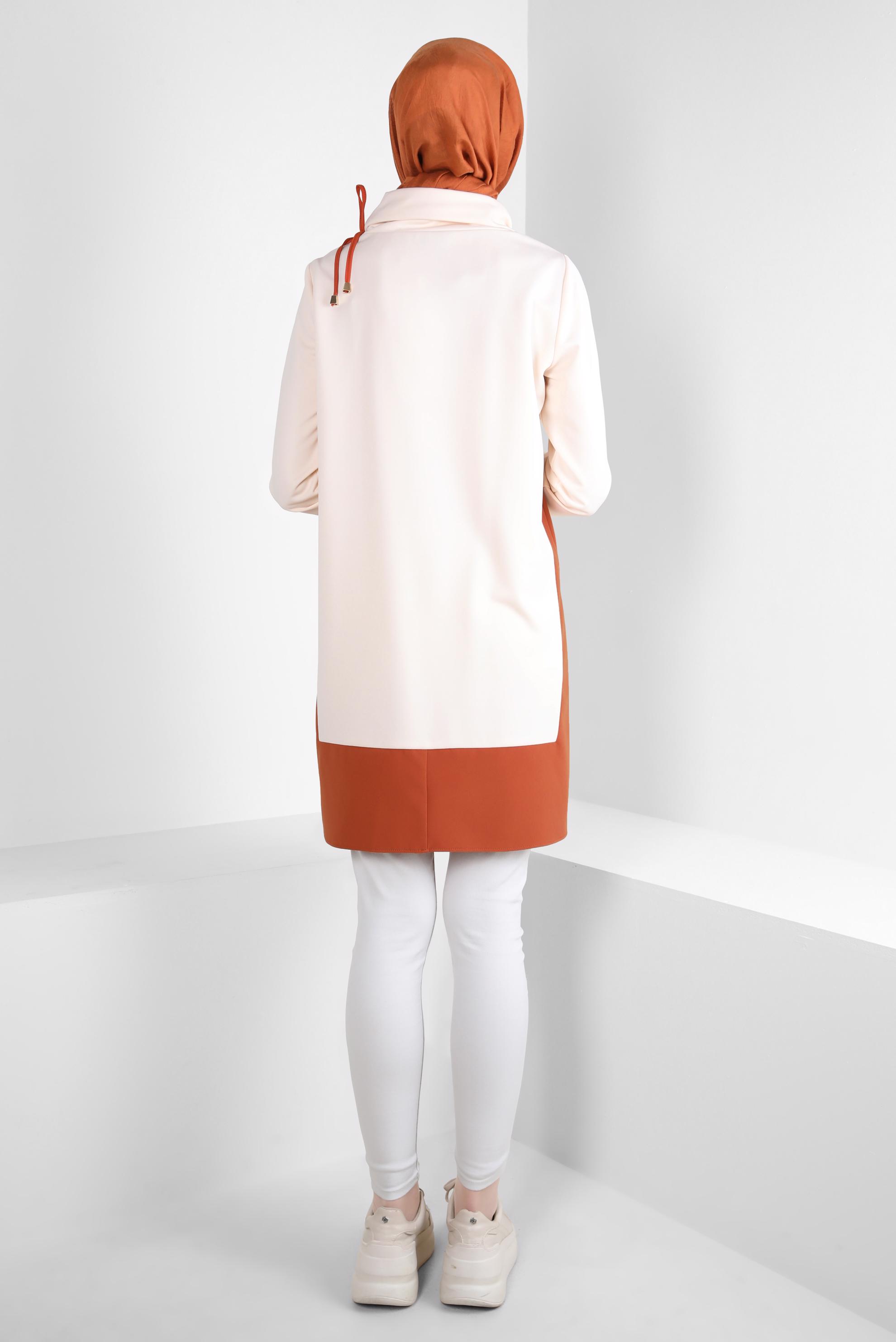 Tesettür giyim EKRU GARNİLİ ÖRME TUNİK 44235