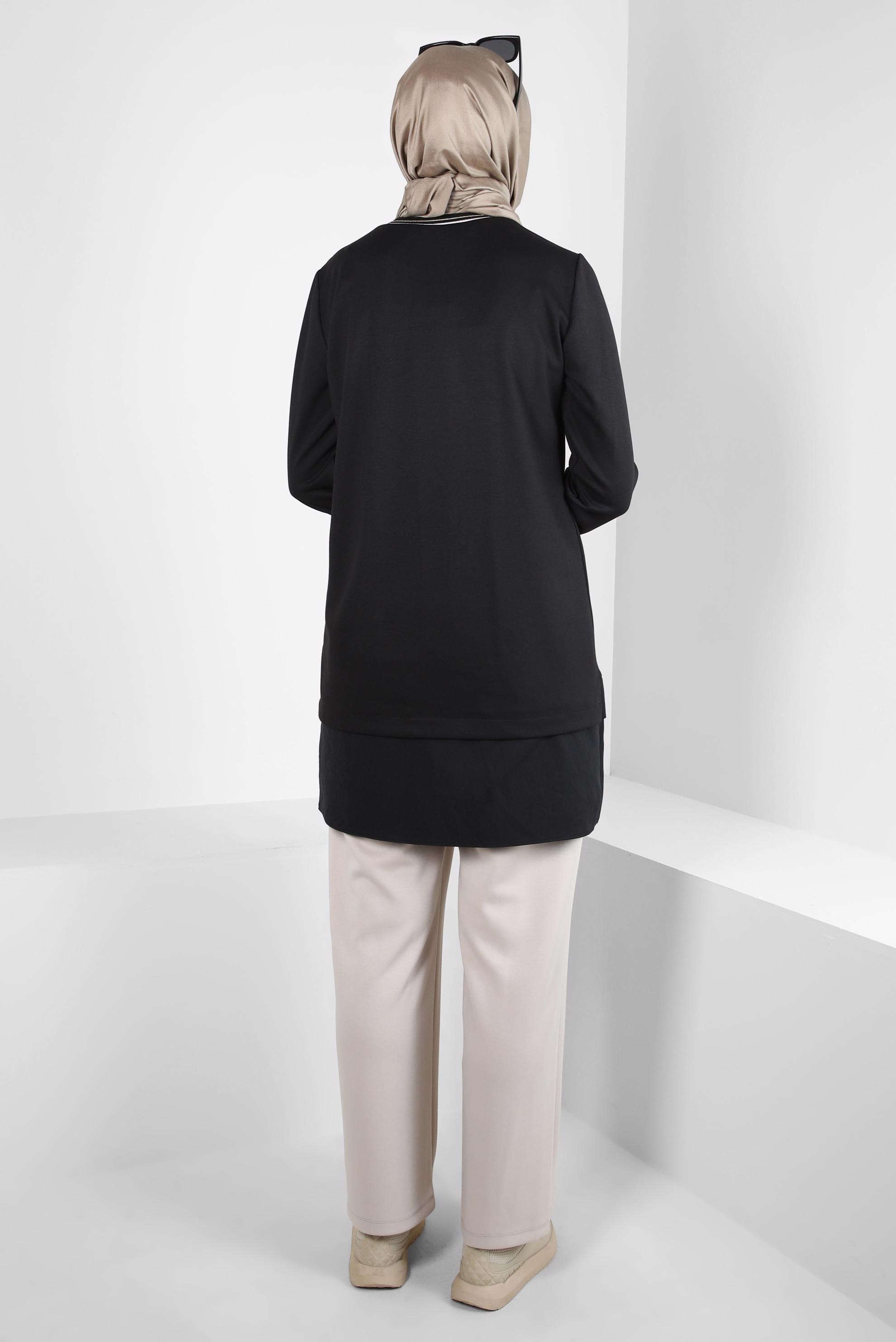 Tesettür giyim SİYAH CEP DETAYLI TUNİK 44236