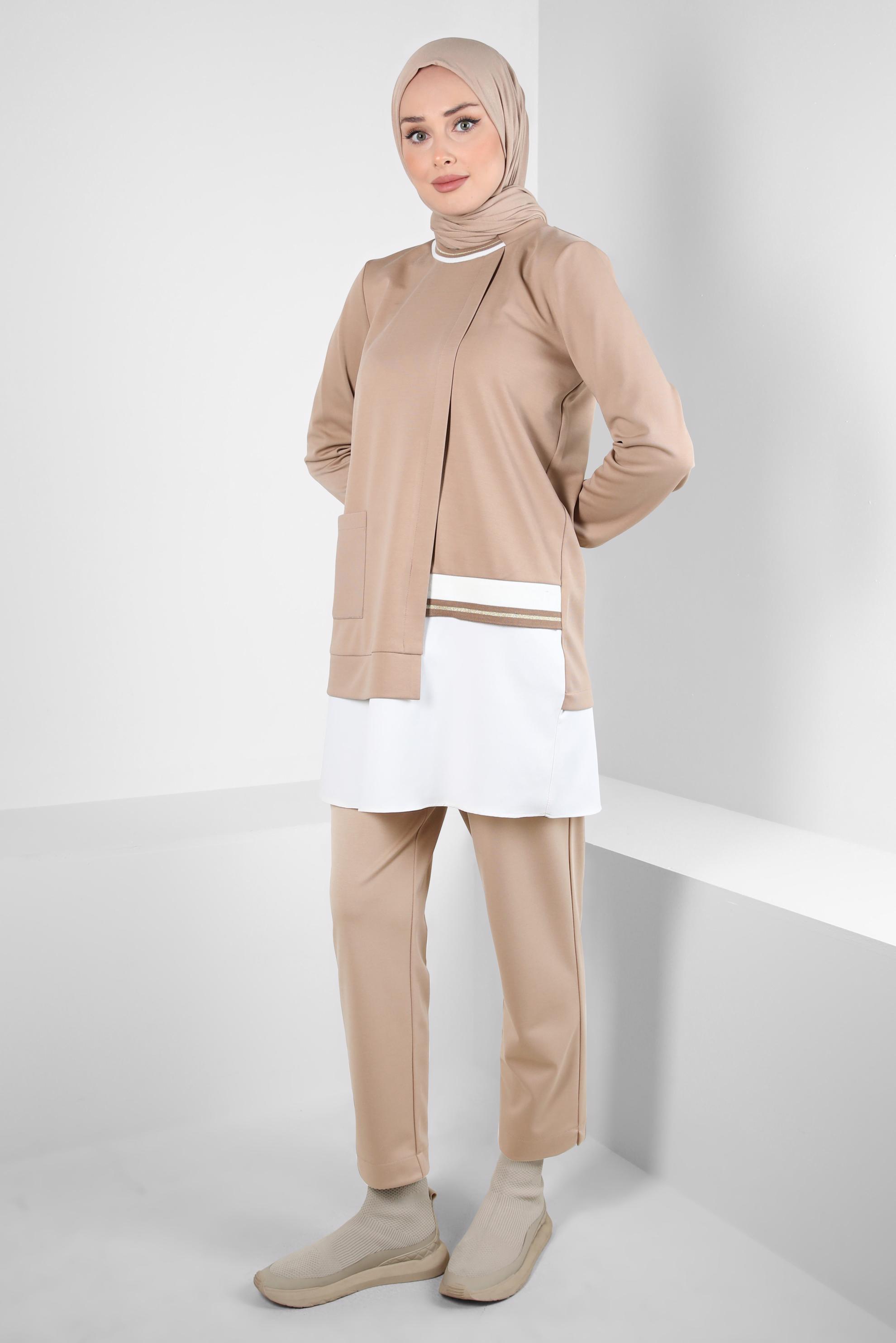 Hijab clothing BEIGE TUNIC WITH POCKET DETAIL 44236