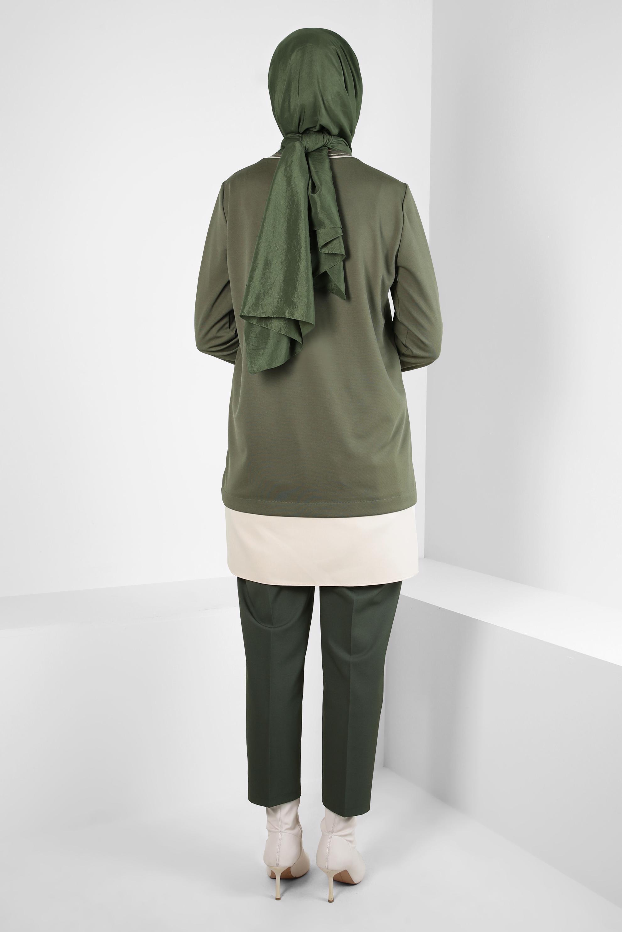 Tesettür giyim HAKİ CEP DETAYLI TUNİK 44236