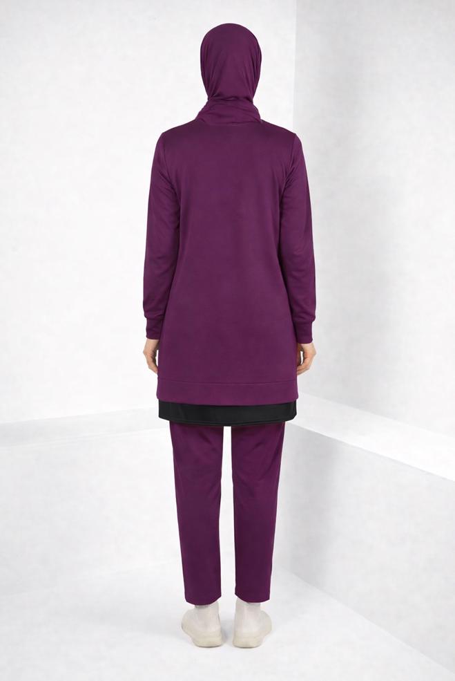 Tesettür giyim MOR CEP DETAYLI TUNİK 44236 - ALVİNA