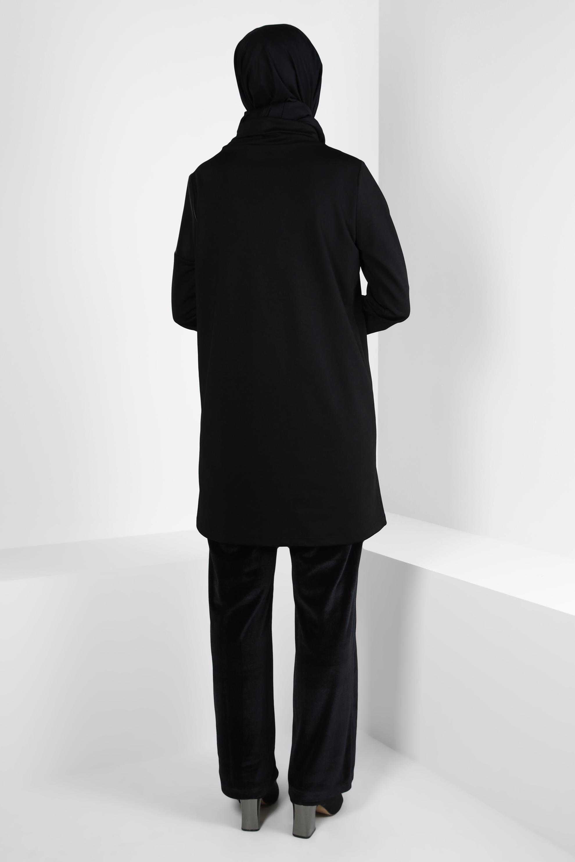 Tesettür giyim SİYAH BOĞAZLI YAKA TUNİK 44244